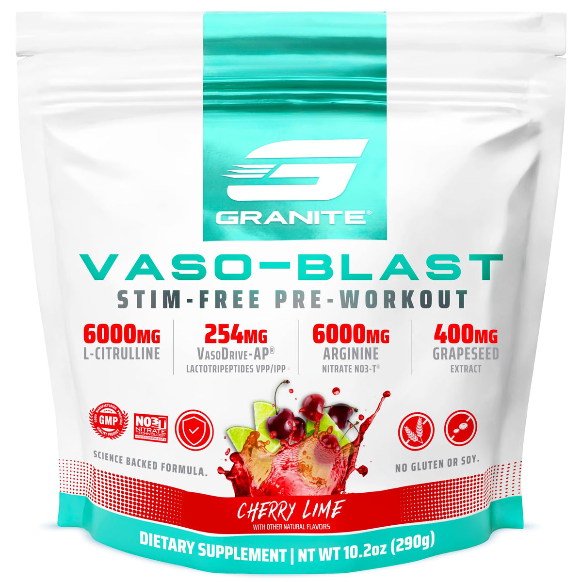 Granite Vaso Blast, bouteille cerise-lime prête pour une séance sans stimulants.