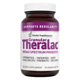 Granular Theralac: bouteille ambrée montrant la stabilité des probiotiques.