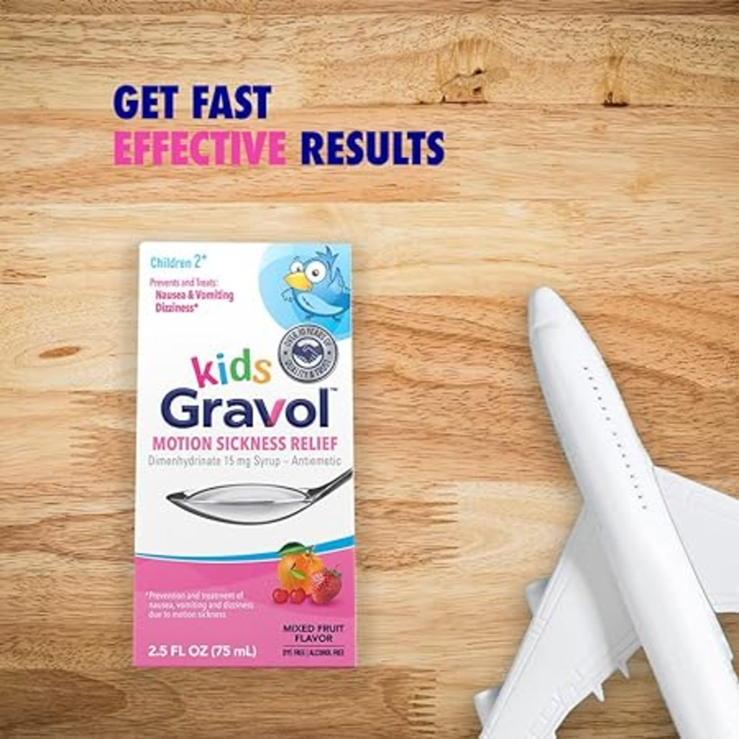 Dose mesurable Gravol Kids Liquid pour enfants, pratique et précise.