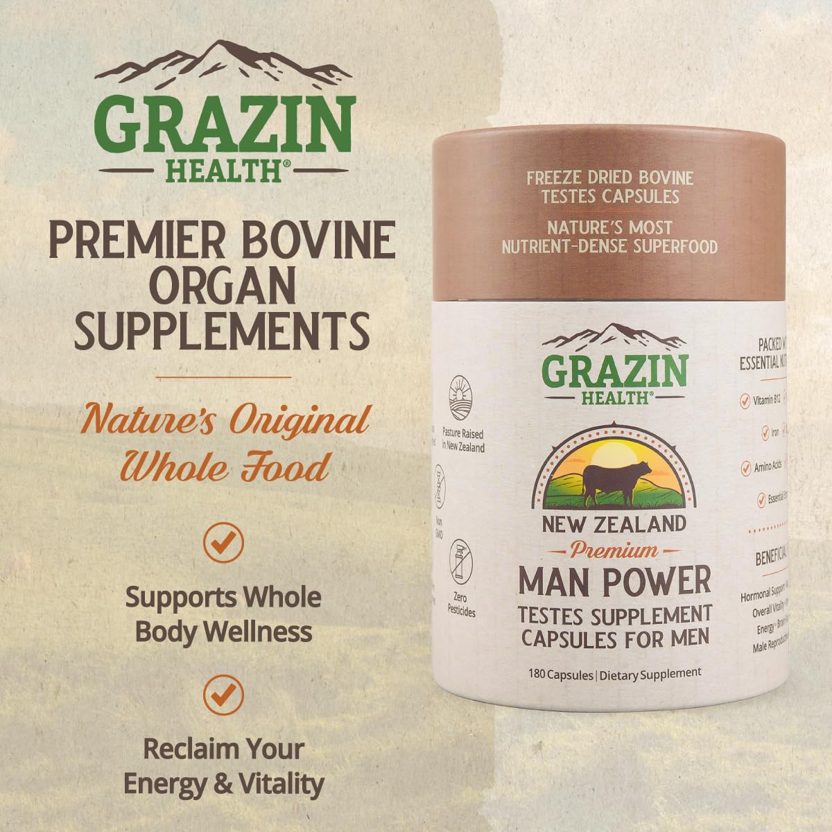 GRAZIN HEALTH — Étiquette du produit, transparence et absence d'OGM et d'hormones.