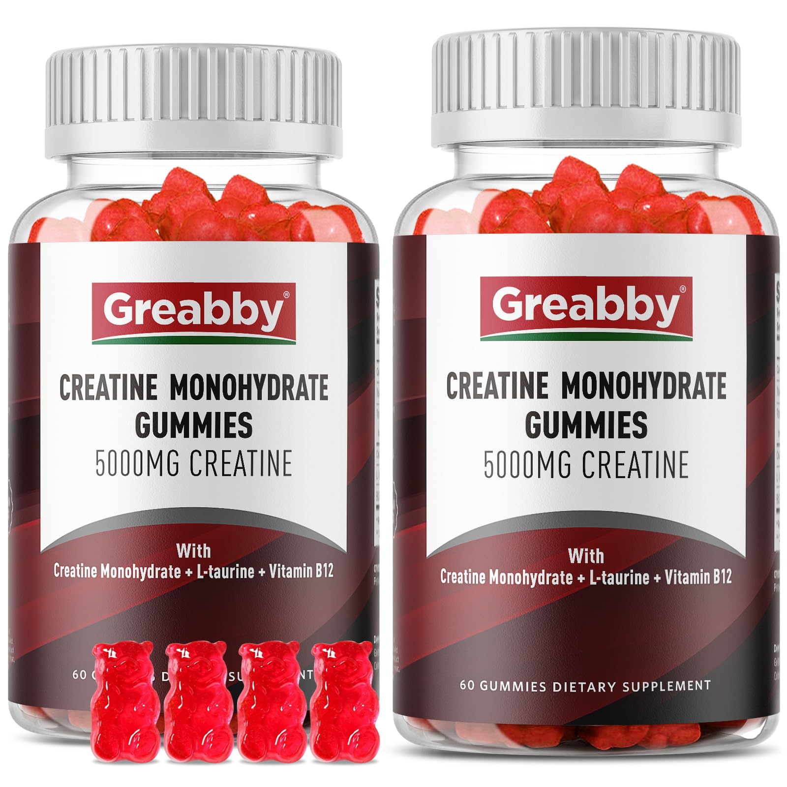 GREABBY Gommes Créatine Monohydrate en flacon, pratique pour votre routine sportive.