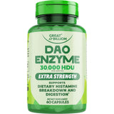 GREAT BILLIOM DAO Enzyme – bouteille montrant un soutien digestif après repas riches en histamine