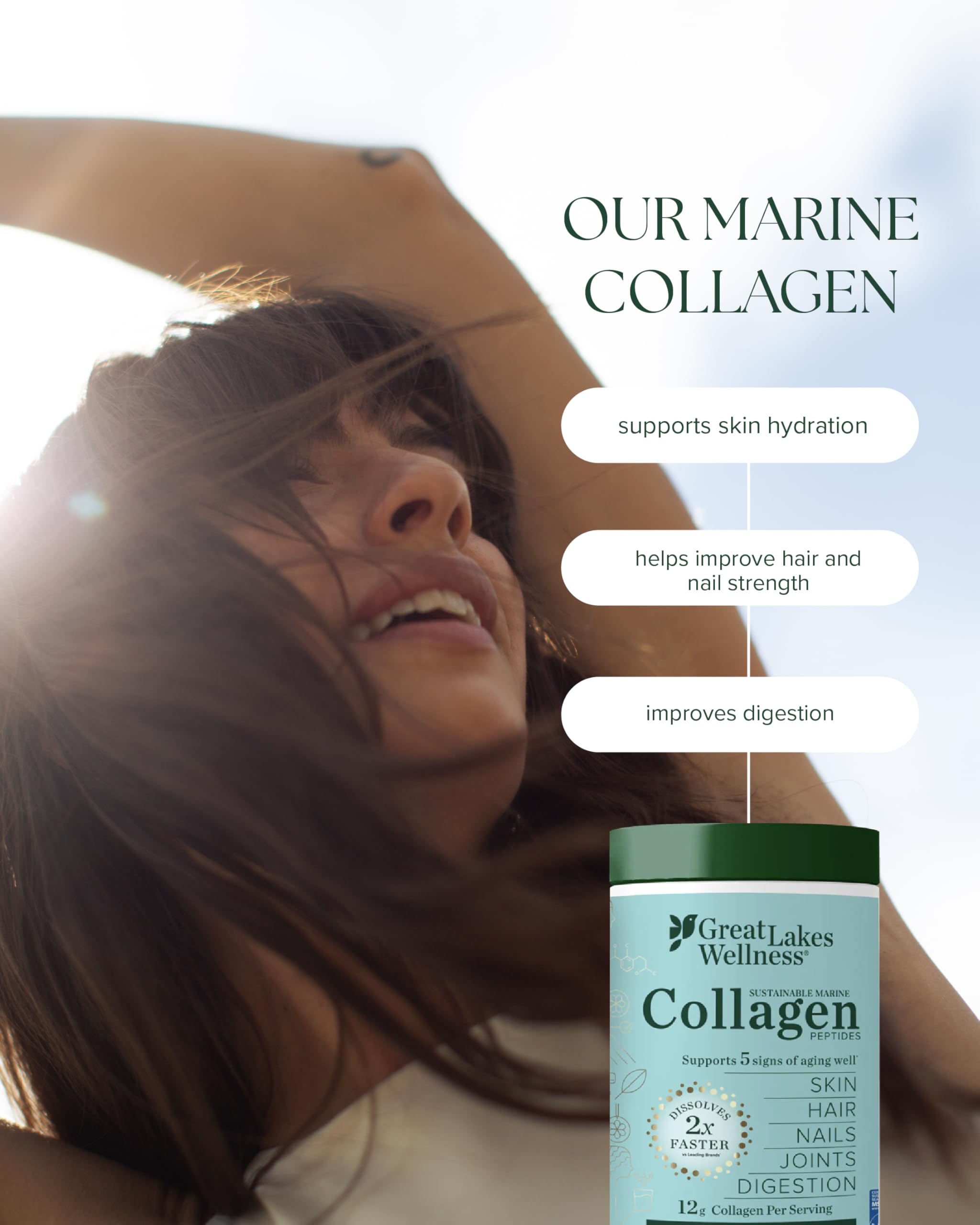 Great Lakes Wellness Collagen Peptides Boisson Thé — parfait dans thé pour texture lisse.
