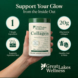 Great Lakes Wellness Collagen Peptides — cuillère-doseuse pour mesurer facilement.