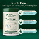 Great Lakes Wellness Collagen Peptides — doseur intégré facilitant les portions journalières.