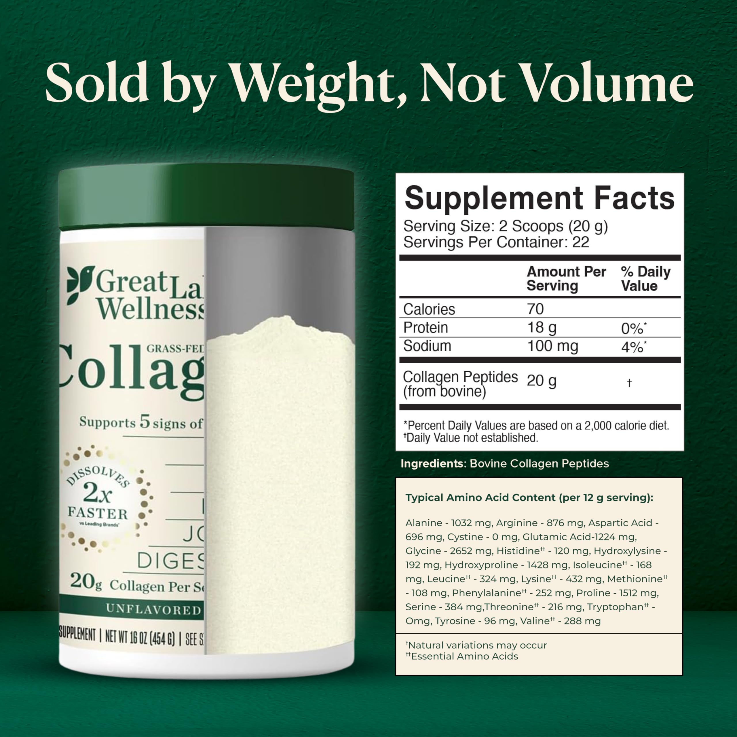 Great Lakes Wellness Collagen Peptides — verre de mélange prêt à être consommé rapidement.