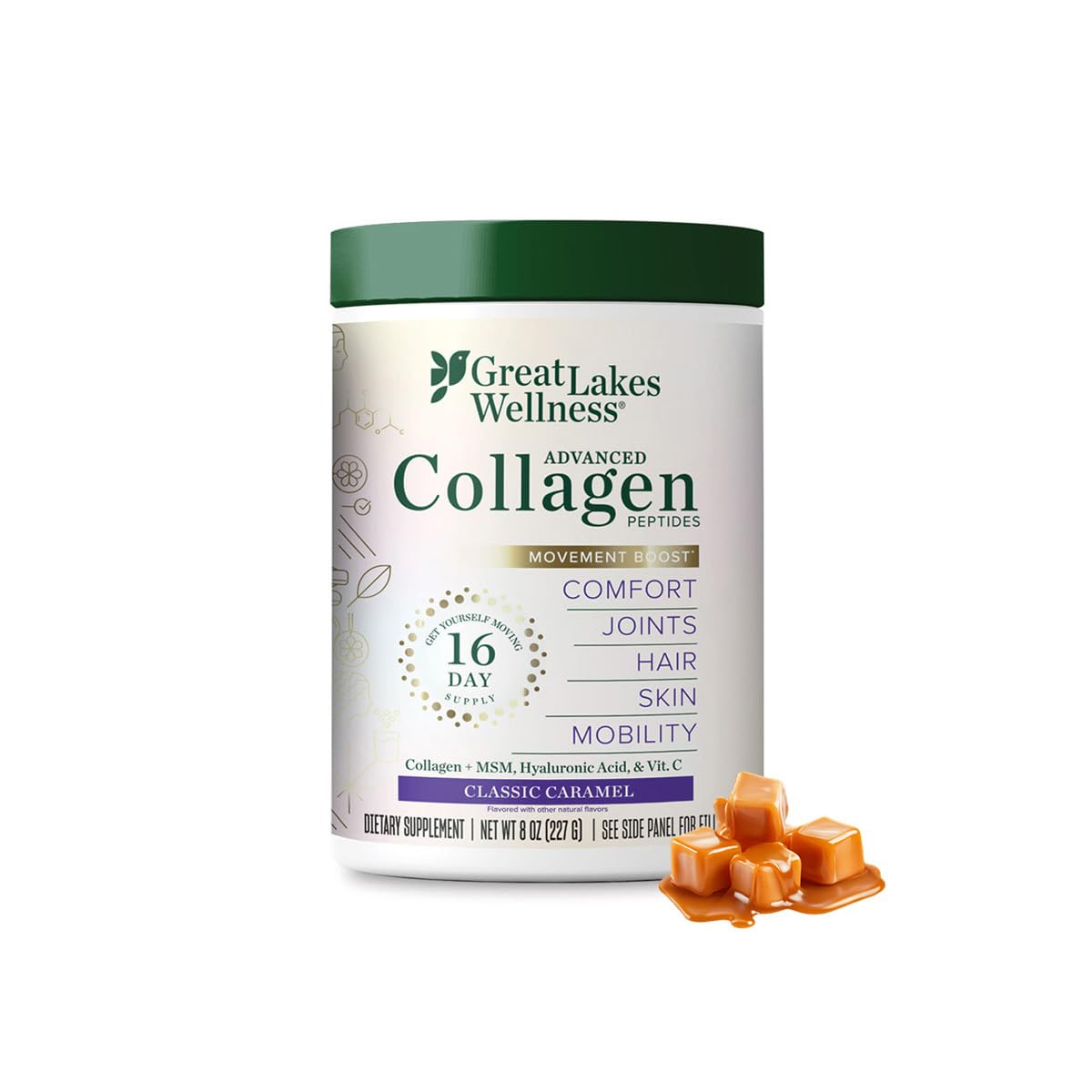 Emballage Great Lakes Wellness Mouvement Boost, facile à repérer.