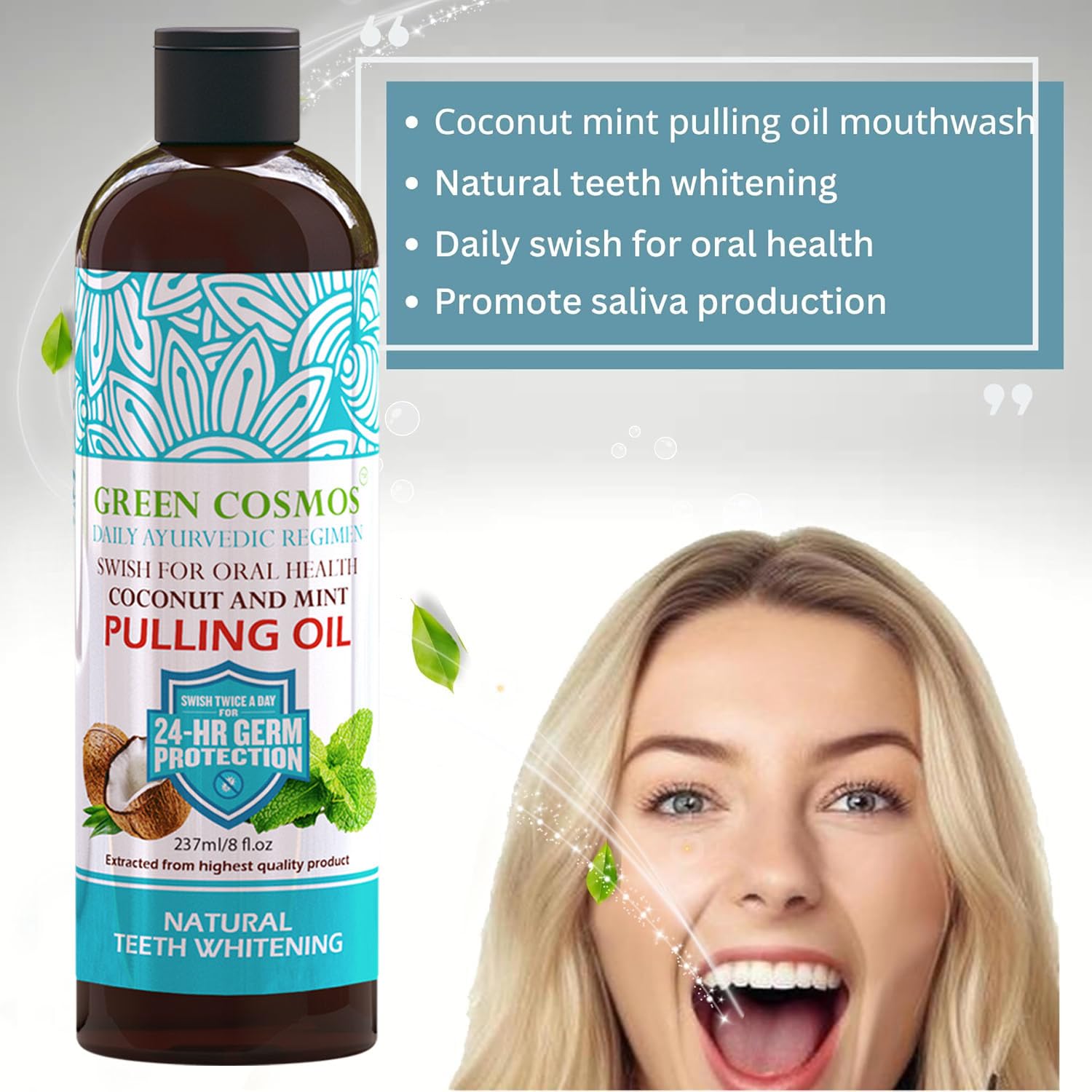 Green Cosmos sourire plus lumineux après utilisation quotidienne.