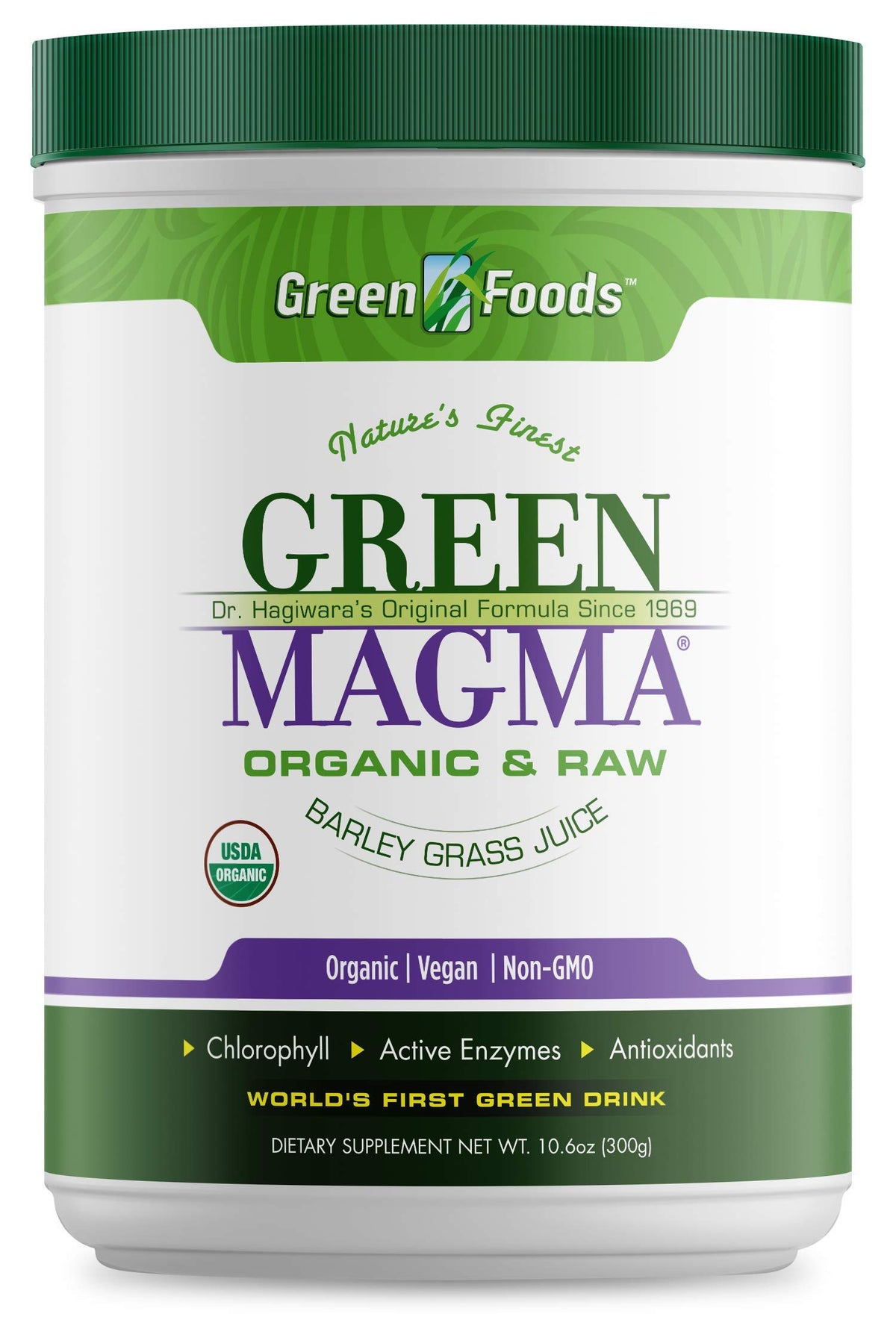 Green Foods Green Magma : poudre d'orge verte riche en nutriments essentiels.