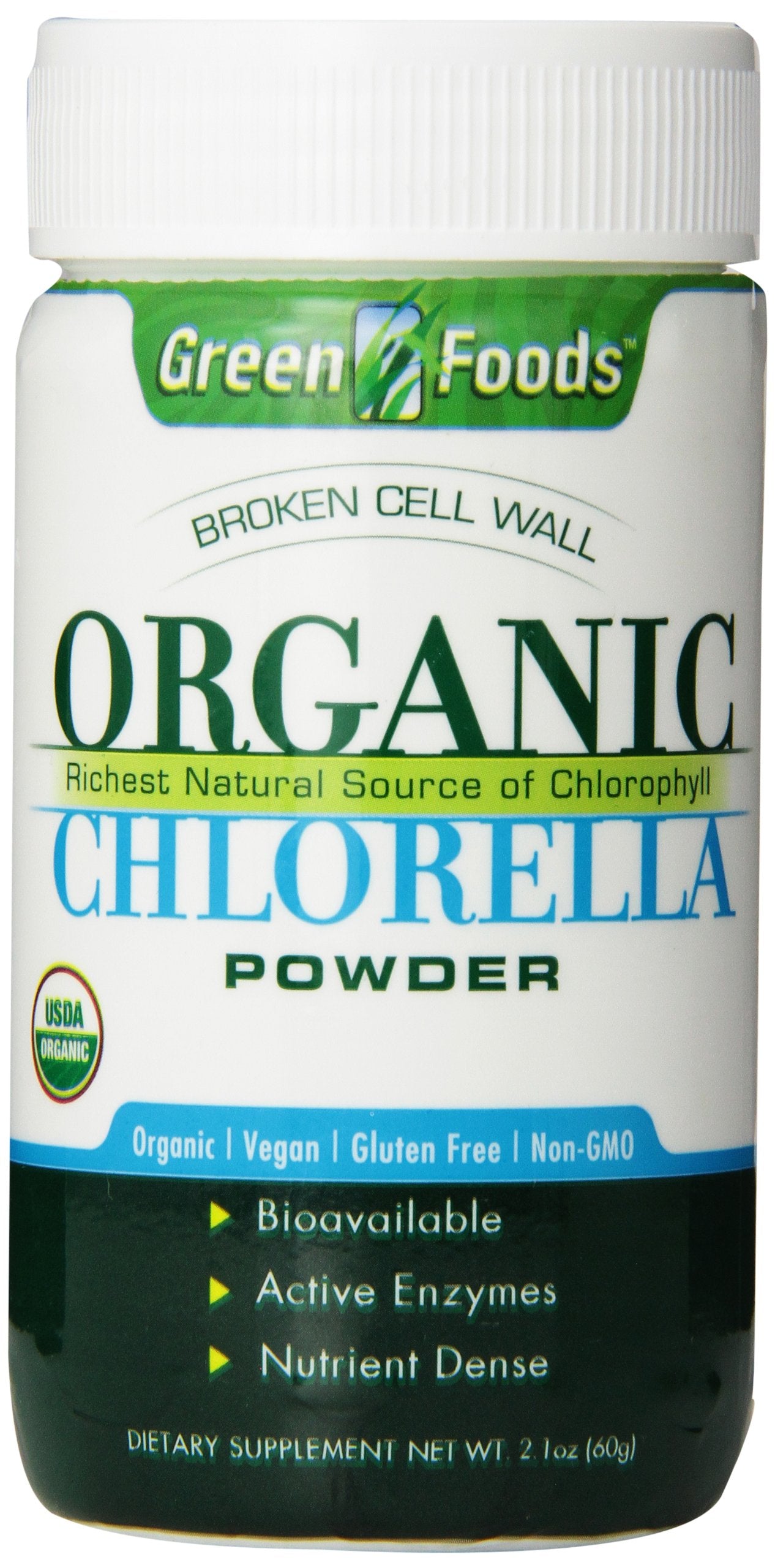 Poudre de chlorelle bio Green Foods idéale pour smoothies protéinés et apport en vitamines.