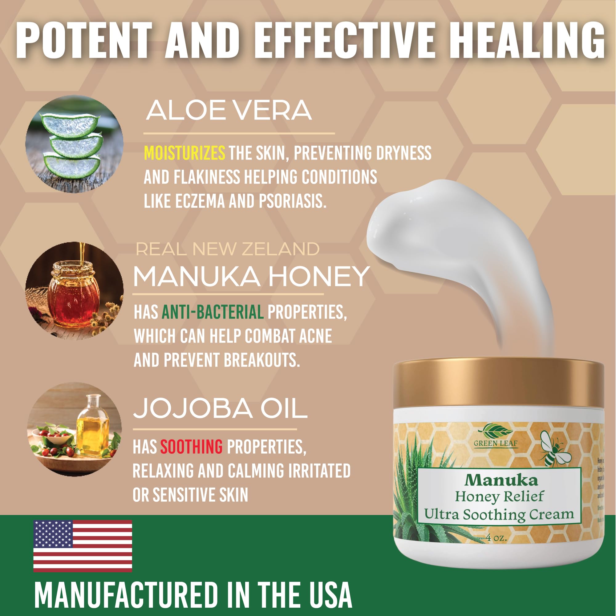 Application et massage doux avec Crème Manuka Eczema Green Leaf Naturals sur zones sèches.