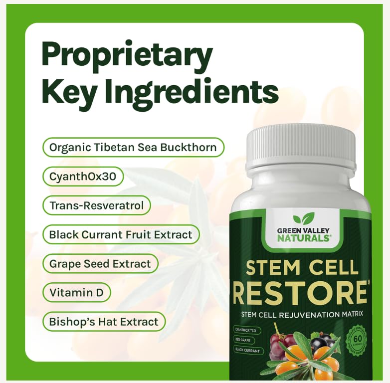 Green Valley Naturals Stem Cell Restore – extrait de cassis noir pour la protection des cellules.