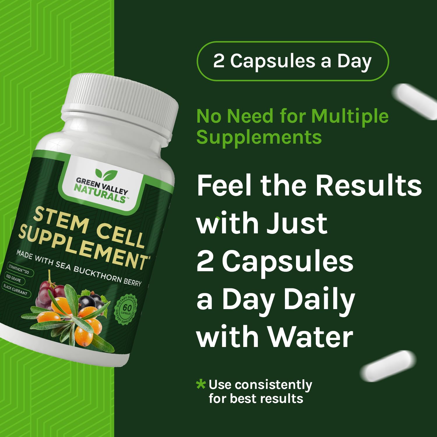 Green Valley Naturals Stem Cell Restore – extrait de raisin rouge pour la circulation.