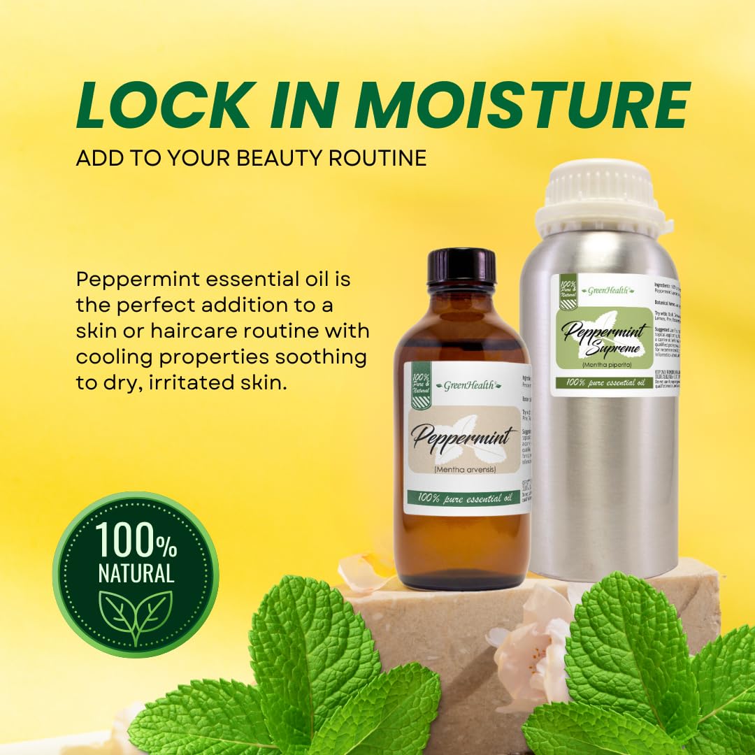 GreenHealth huile Menthe Poivrée pour projets DIY diffusion aromatique.