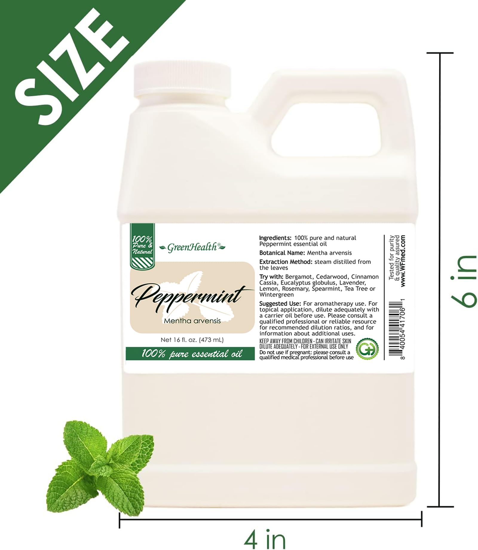 GreenHealth Menthe poivrée: idéal pour bougies, savons et bricolage maison.