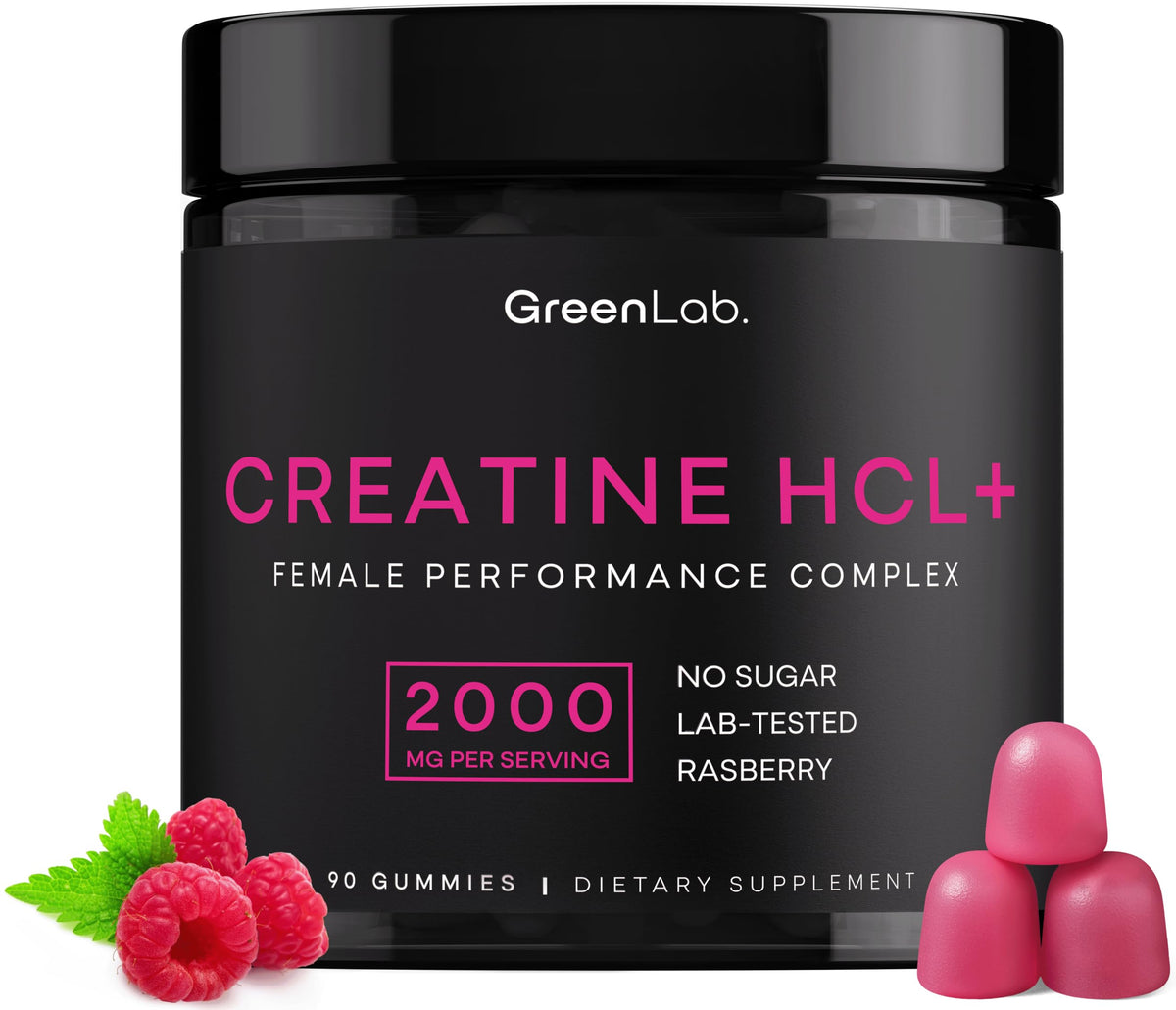 Gommes GreenLab Creatine HCL+ pour femmes, boîte pratique.