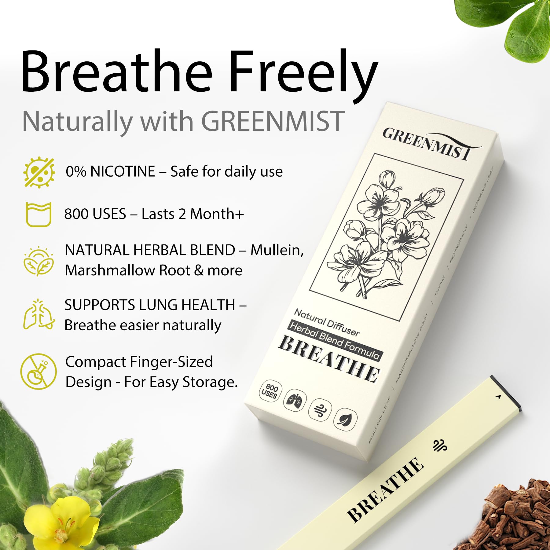 GreenMist botanique menthe-thym-origan-guimauve : usage quotidien naturel.