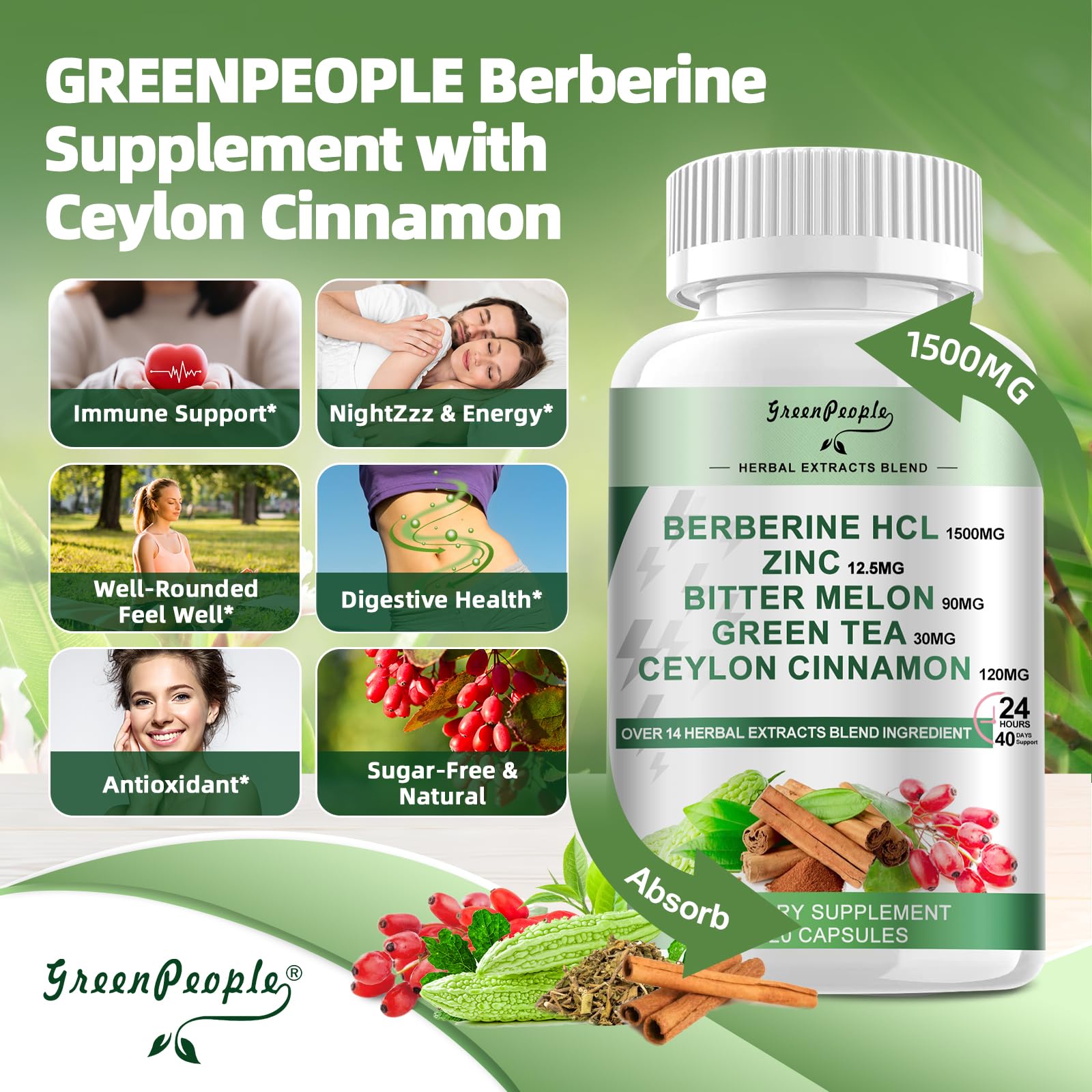 GREENPEOPLE Berberine avec cannelle de Ceylan, arôme chaleureux.