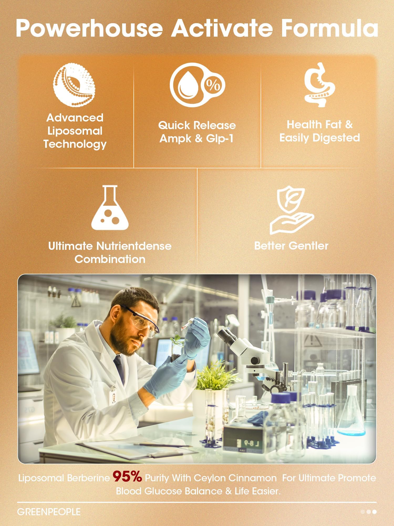 GREENPEOPLE Berberine liposomale — capsules faciles à avaler et biodisponibilité accrue.
