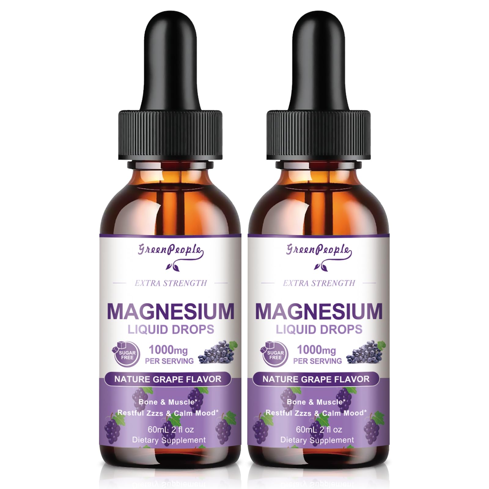 GREENPEOPLE Magnésium Glycinate Liquide – flacon, absorption rapide pour le sommeil et les muscles.