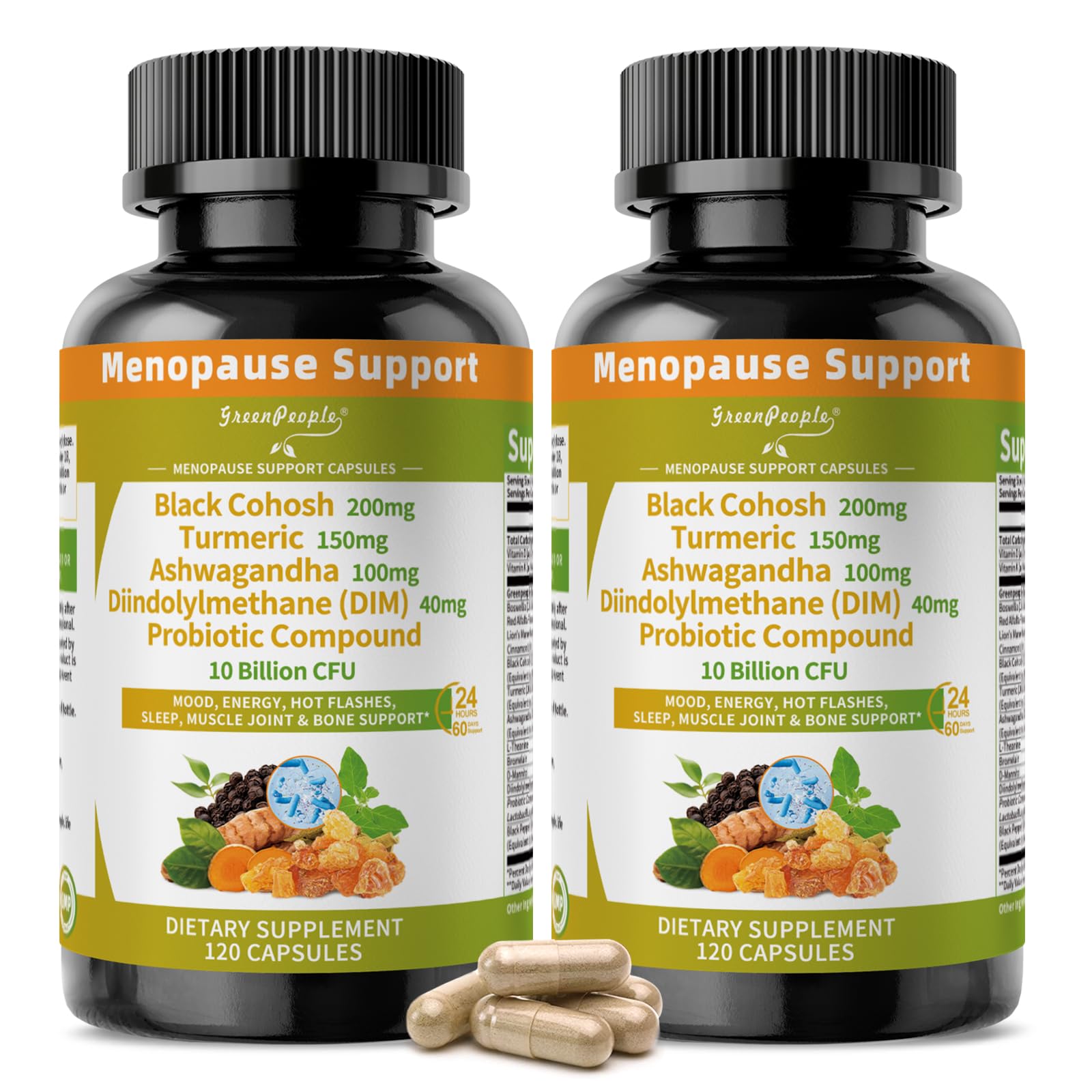 GREENPEOPLE Menopause – bouteille recto, soutien hormonal naturel possible