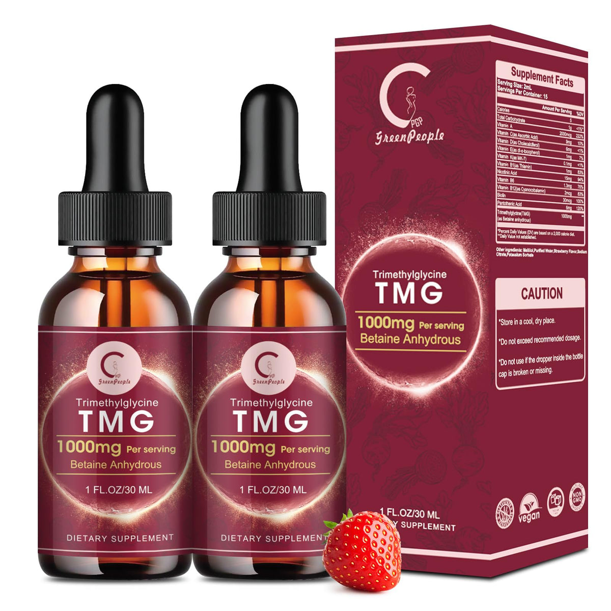 GPGP GreenPeople TMG gouttes 1000mg sur flacon pour prise quotidienne pratique