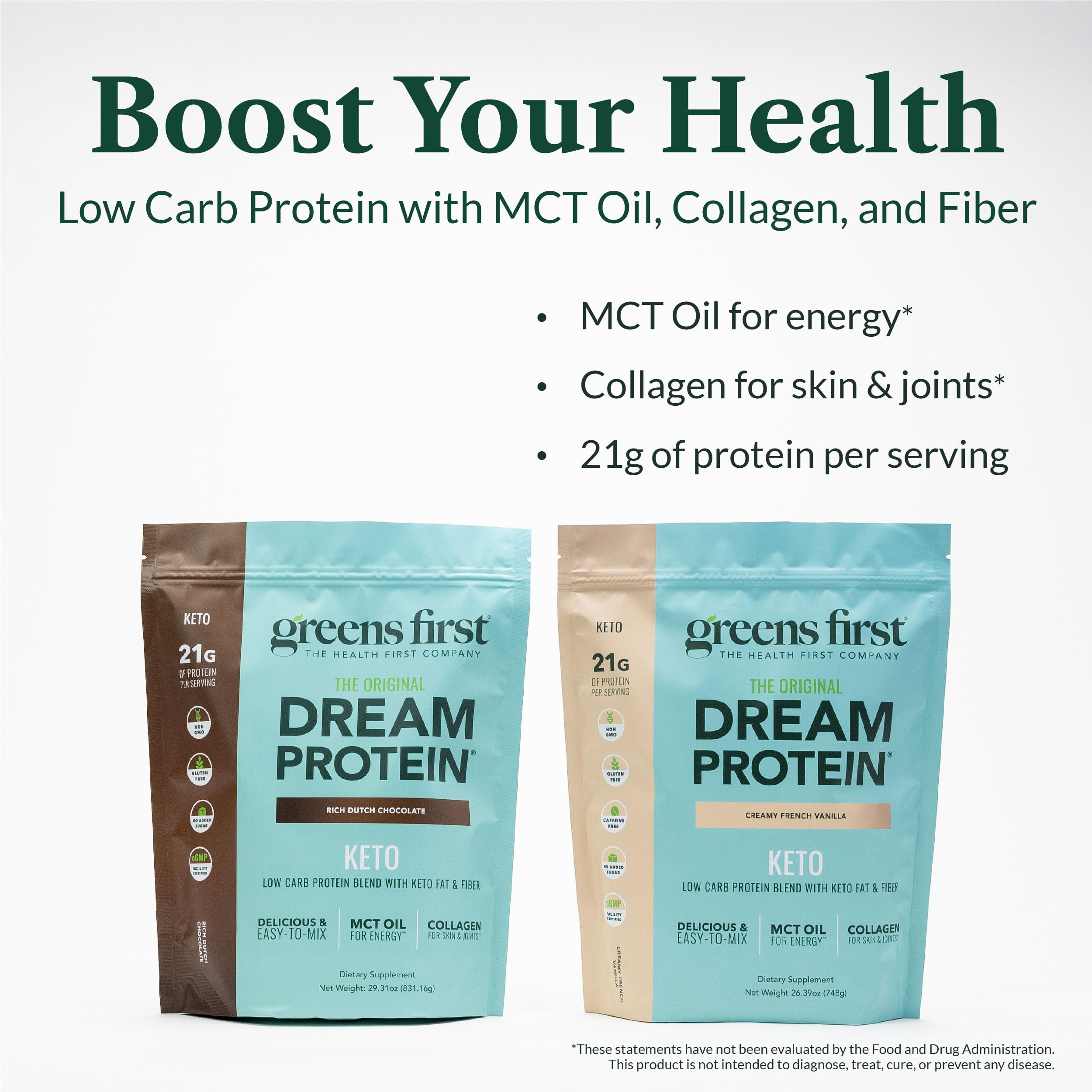 Doseur scoop montrant la poudre Dream Protein Keto facile à doser