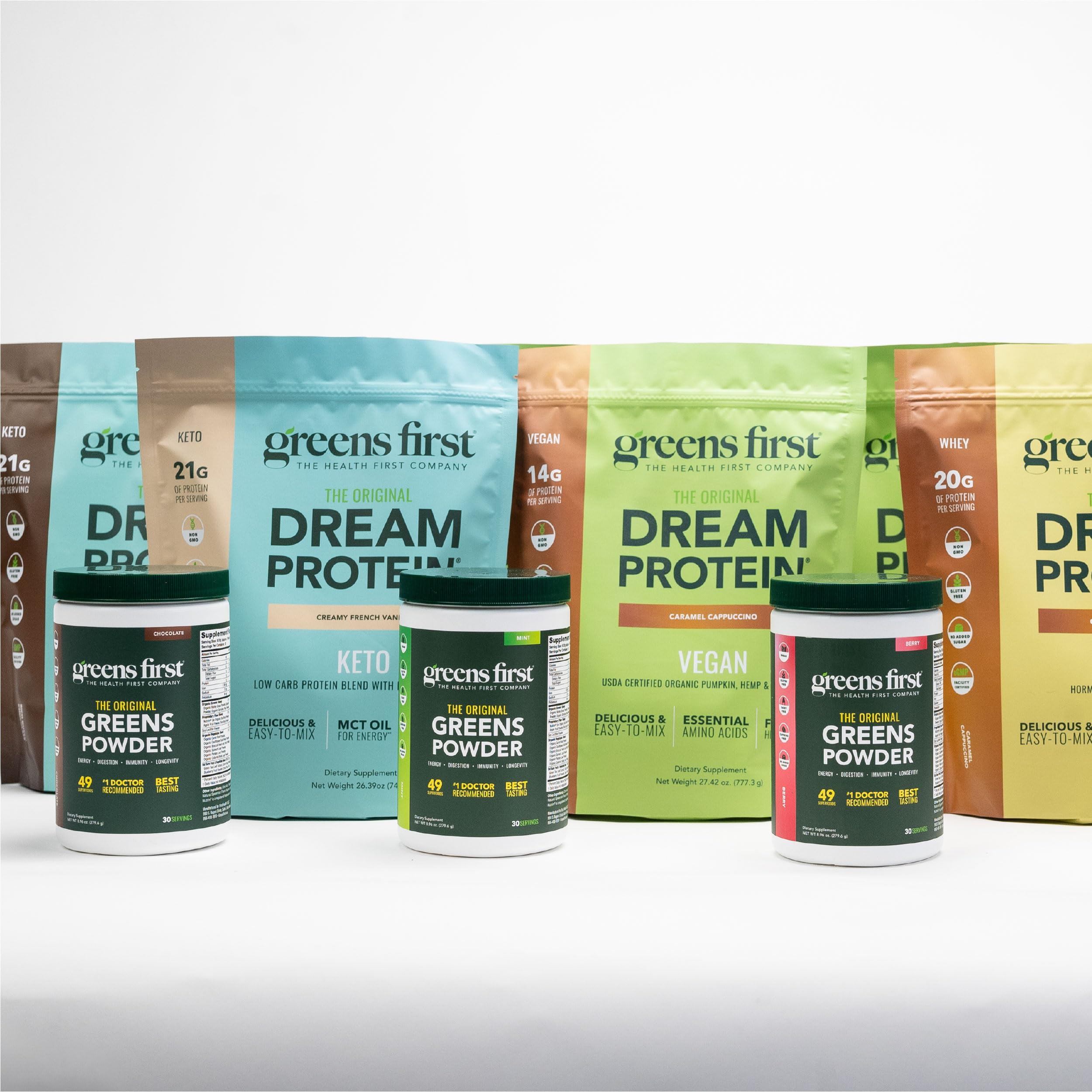 Poudre chocolat Greens First Dream Protein Keto goût riche