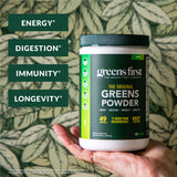 Greens First Original Pot Poudre Menthe; emballage pratique pour doser facilement.