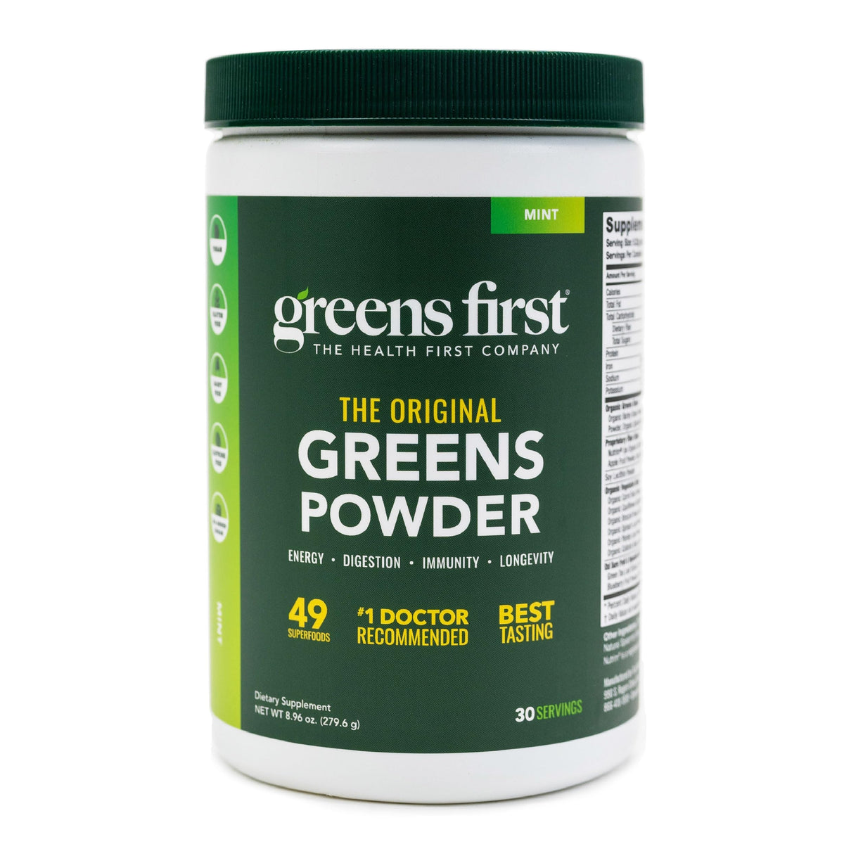Greens First Original Poudre 49 superfoods; mélange prêt à ajouter dans l'eau.