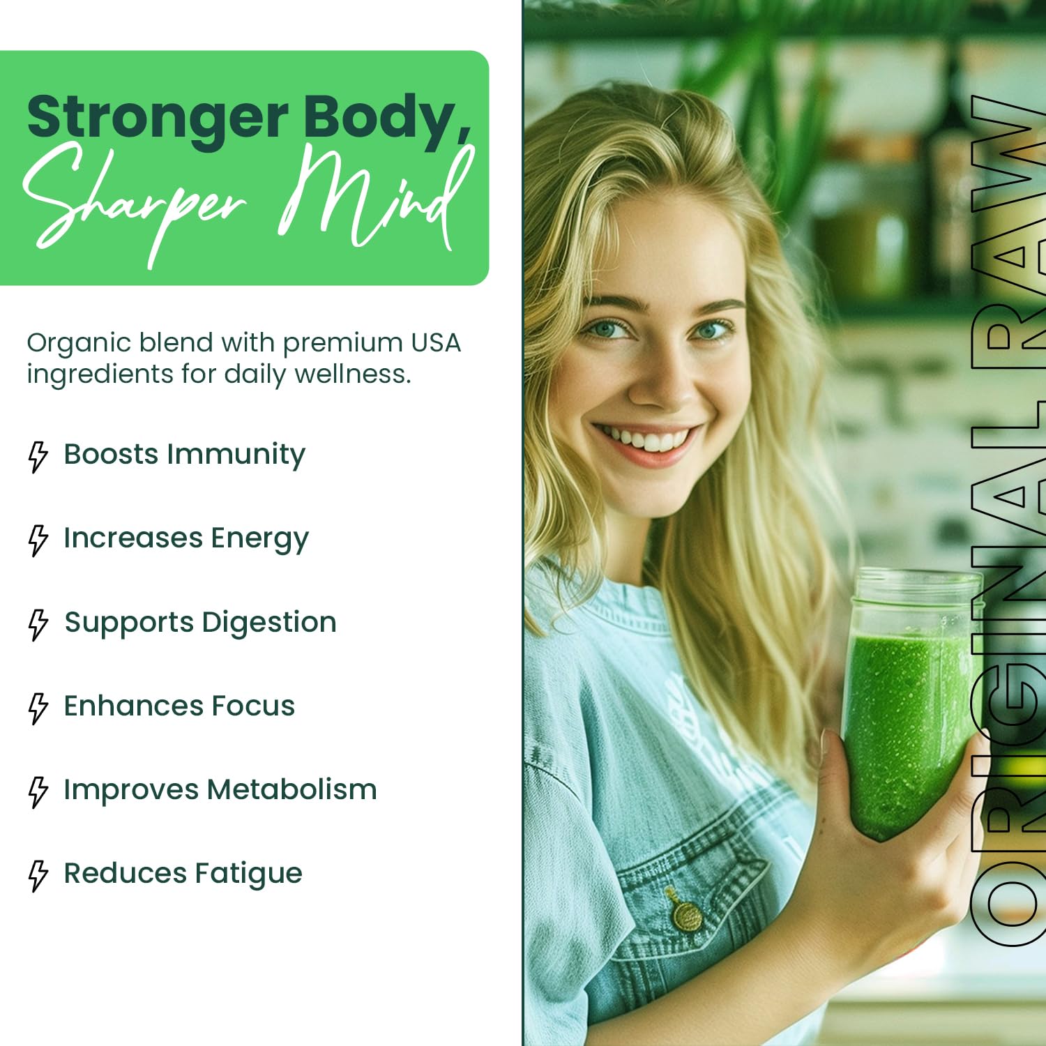 Greens+ Poudre brute blend nutrition riche en vitamines