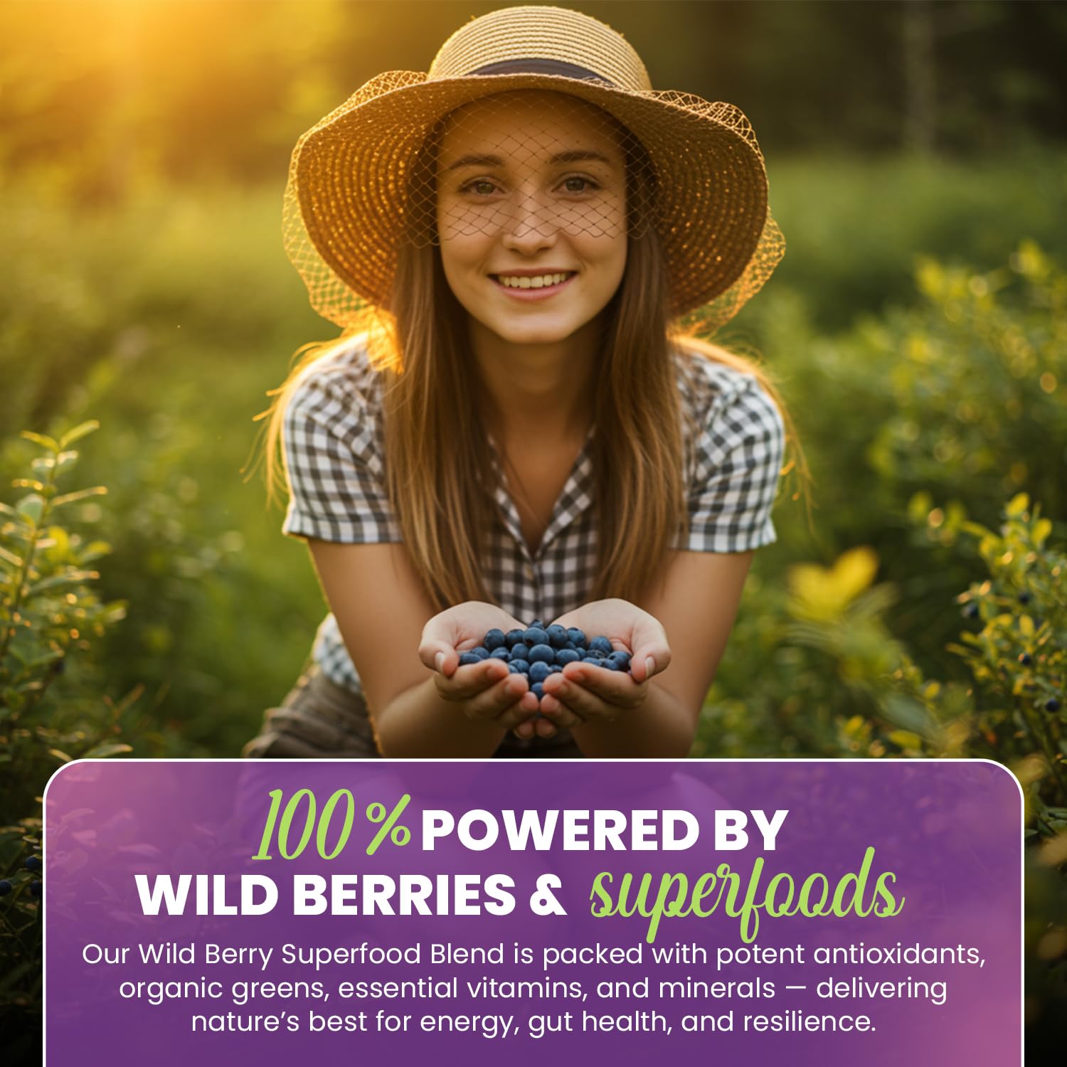 Greens+ Advanced Multi Wild Berry Emballage, design pratique pour le rangement et recyclage.