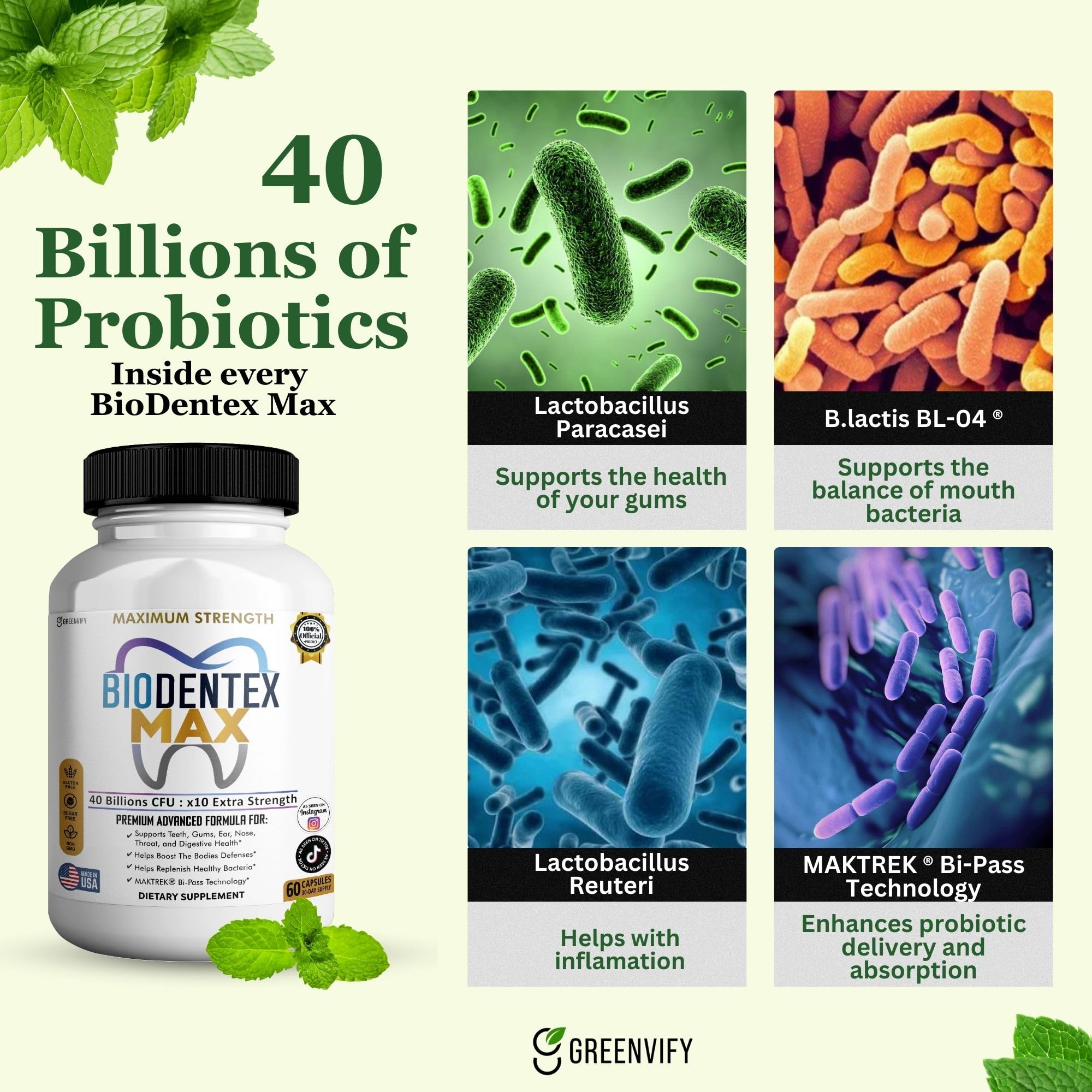 GREENVIFY BioDentex Max – bouchon sécurisé et emballage robuste pour une expérience fiable.
