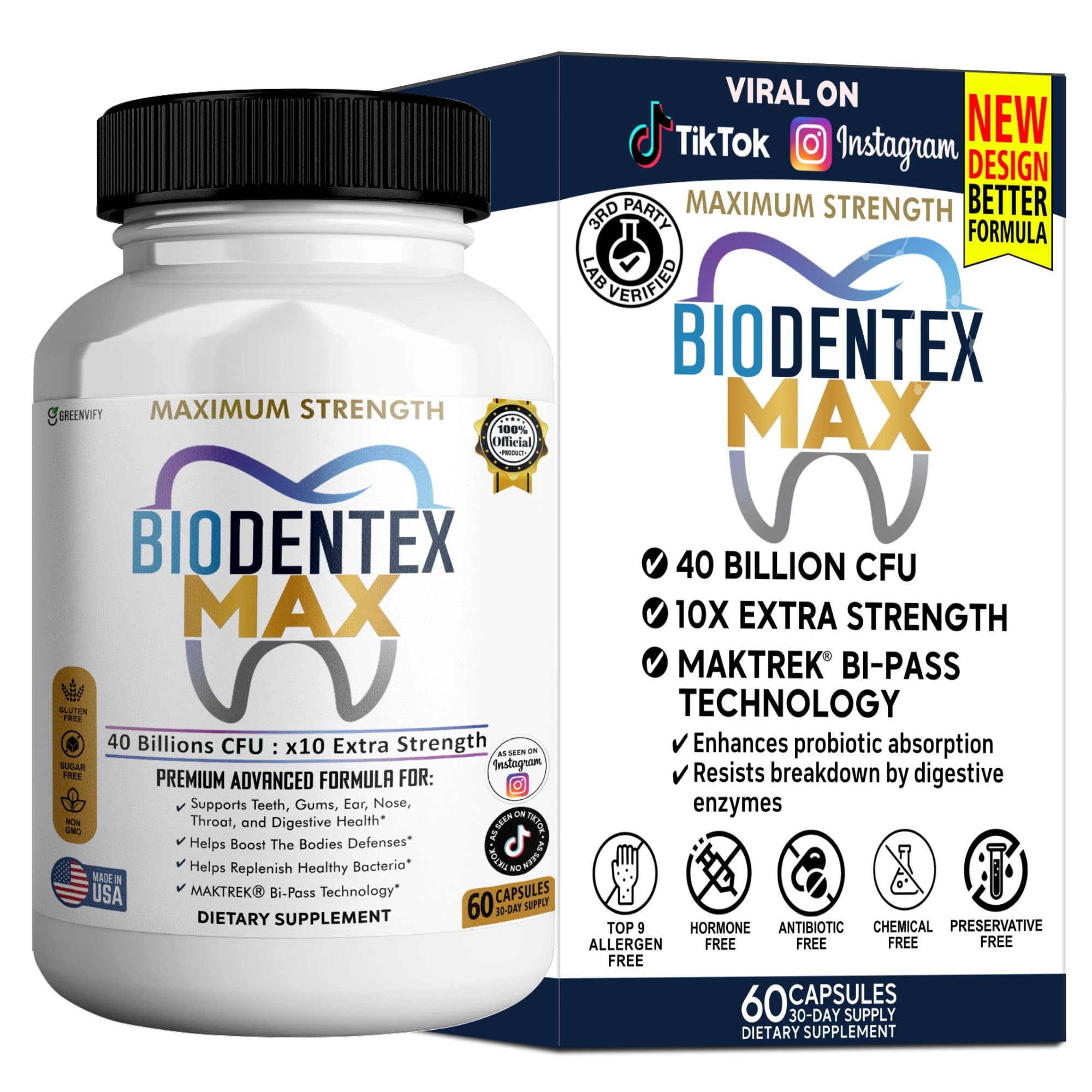 GREENVIFY BioDentex Max – bouteille et gélules visibles pour une prise quotidienne facile.
