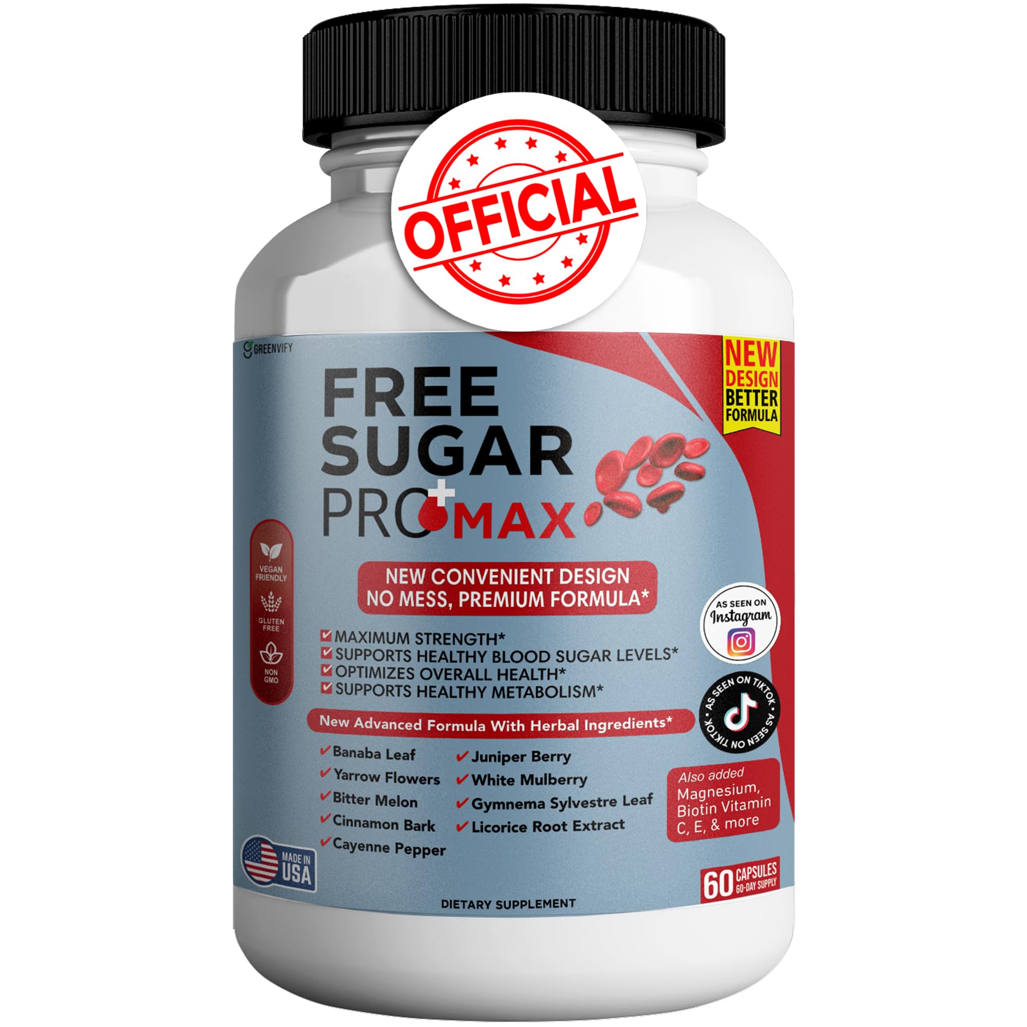 GREENVIFY Free Sugar Pro Max – bouteille claire, soutien bien-être quotidien
