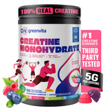 Greenvita Gomme Créatine 5g usage-quotidien, soutien concentration et endurance.