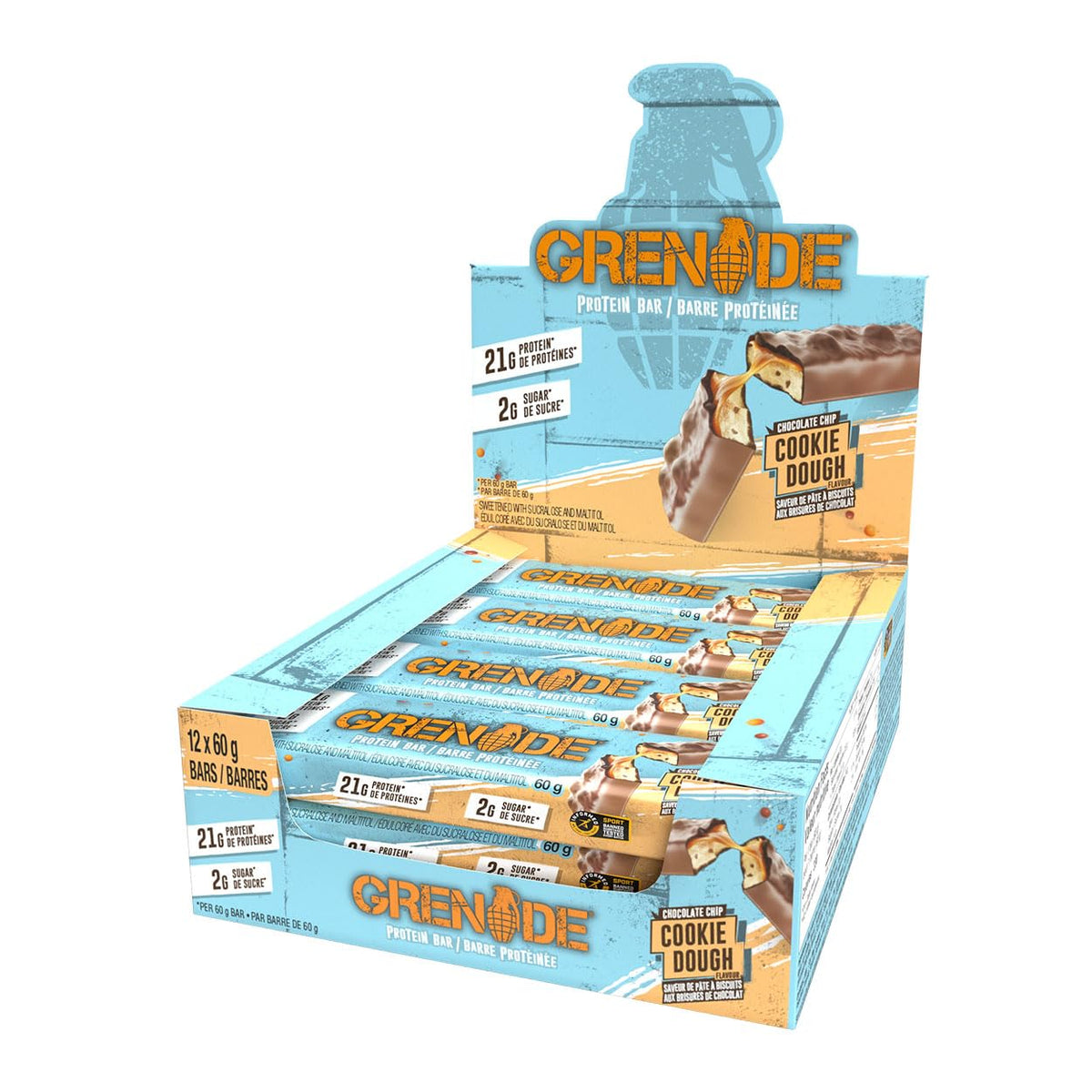 Barre Grenade Carb Killa chocolat et pépites, pâte à biscuits – collation protéinée