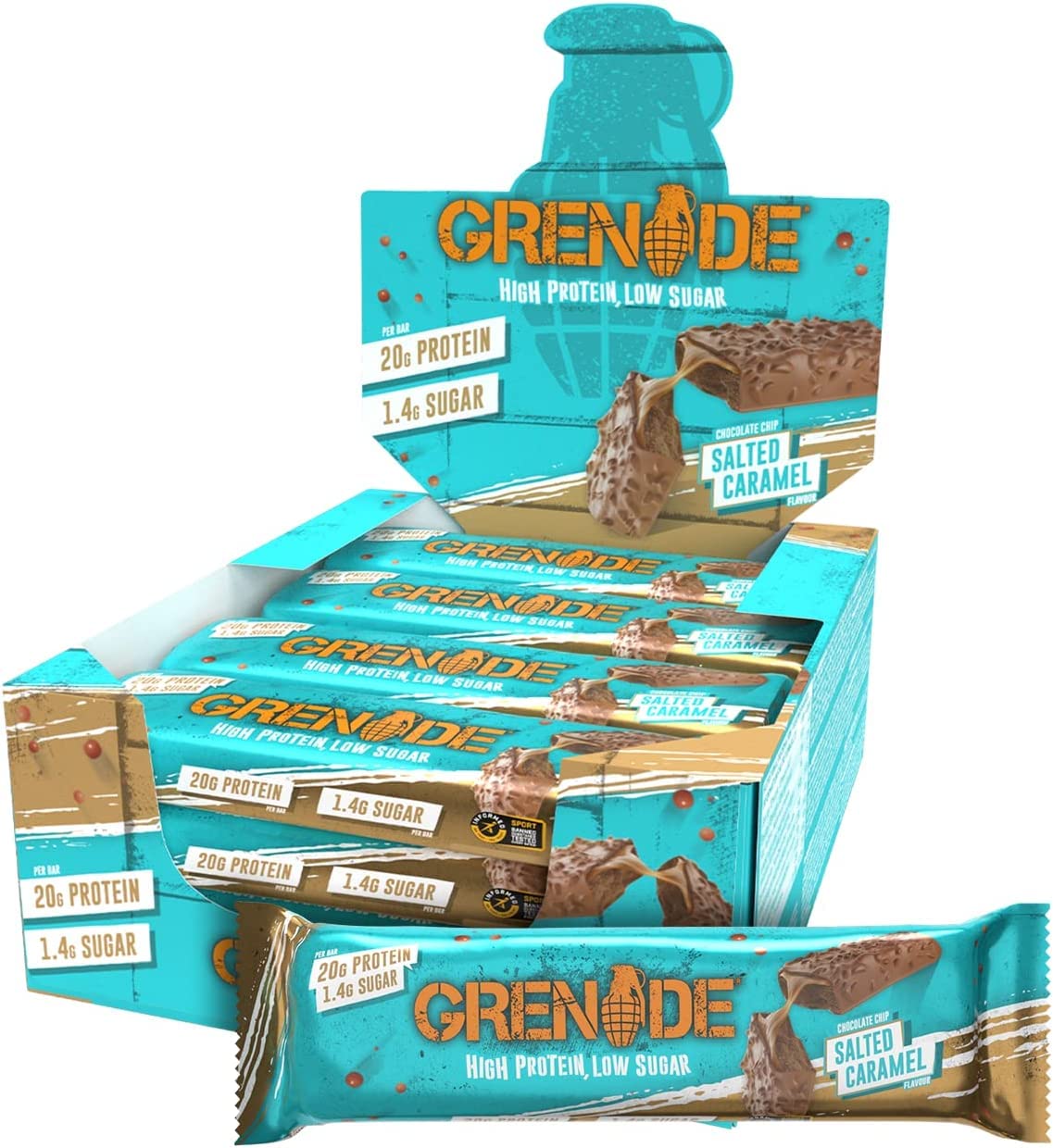 Grenade Carb Killa emballage plastique, barre prête à emporter comme collation pratique.
