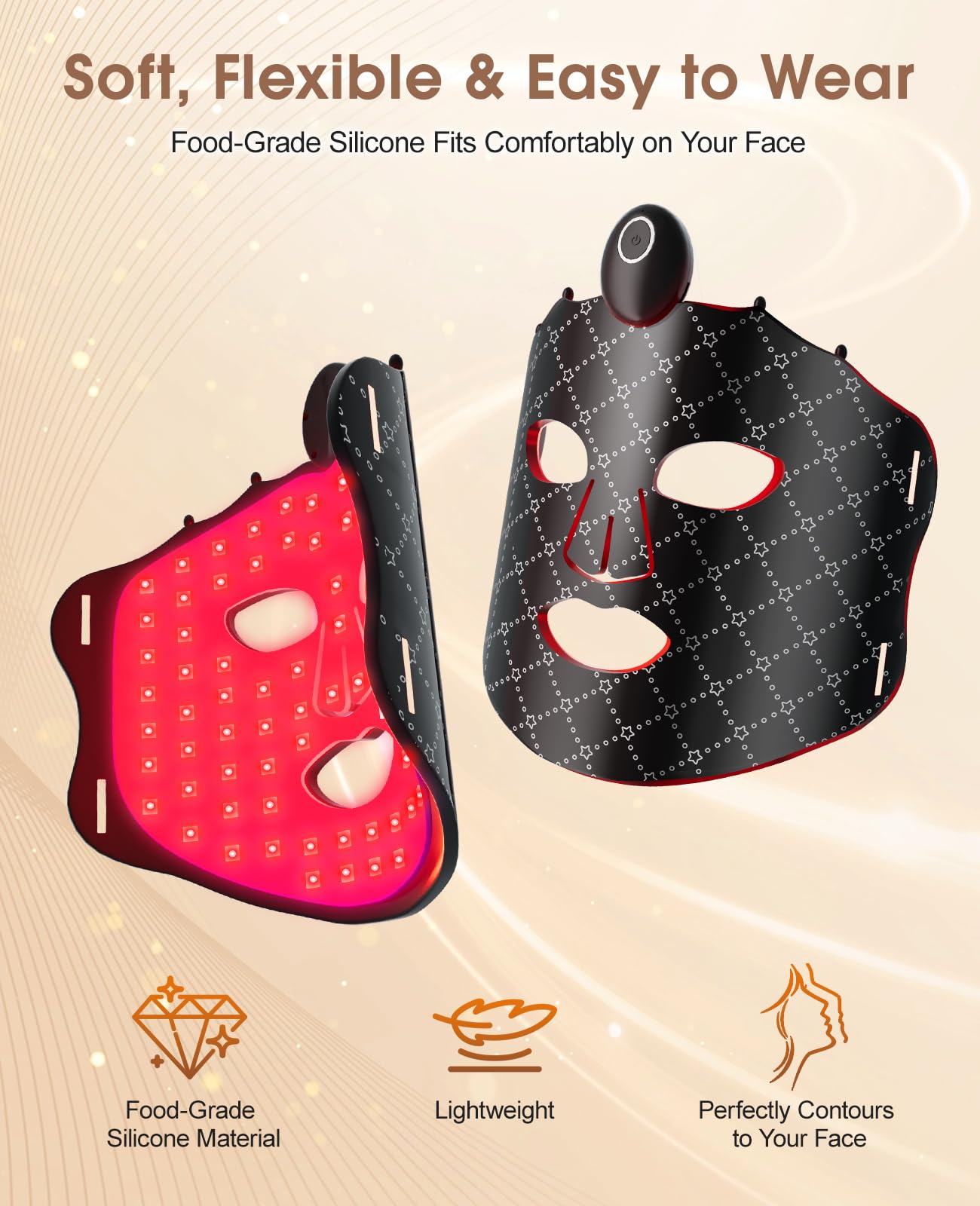 Greprety masque design doux en silicone léger pour le confort.