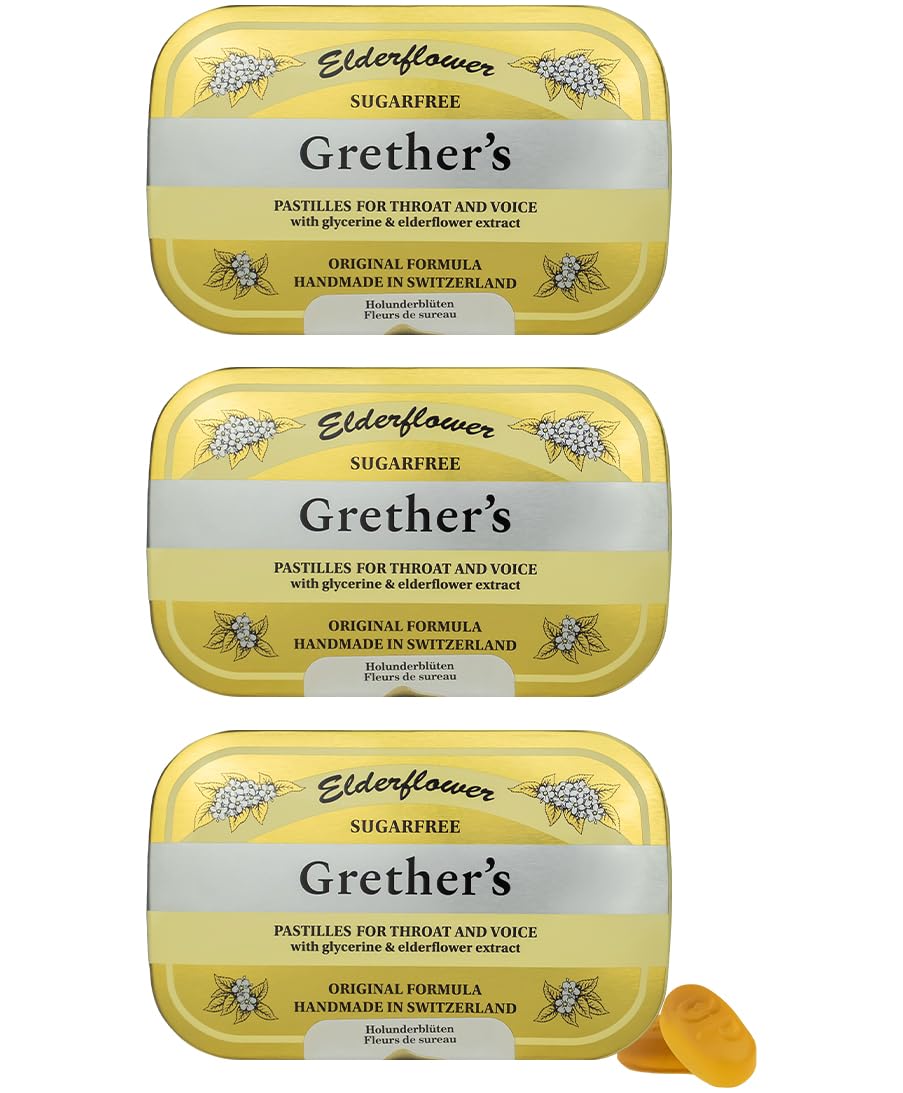 Grether's pastilles fleur de sureau dans un emballage métallique pratique pour emporter
