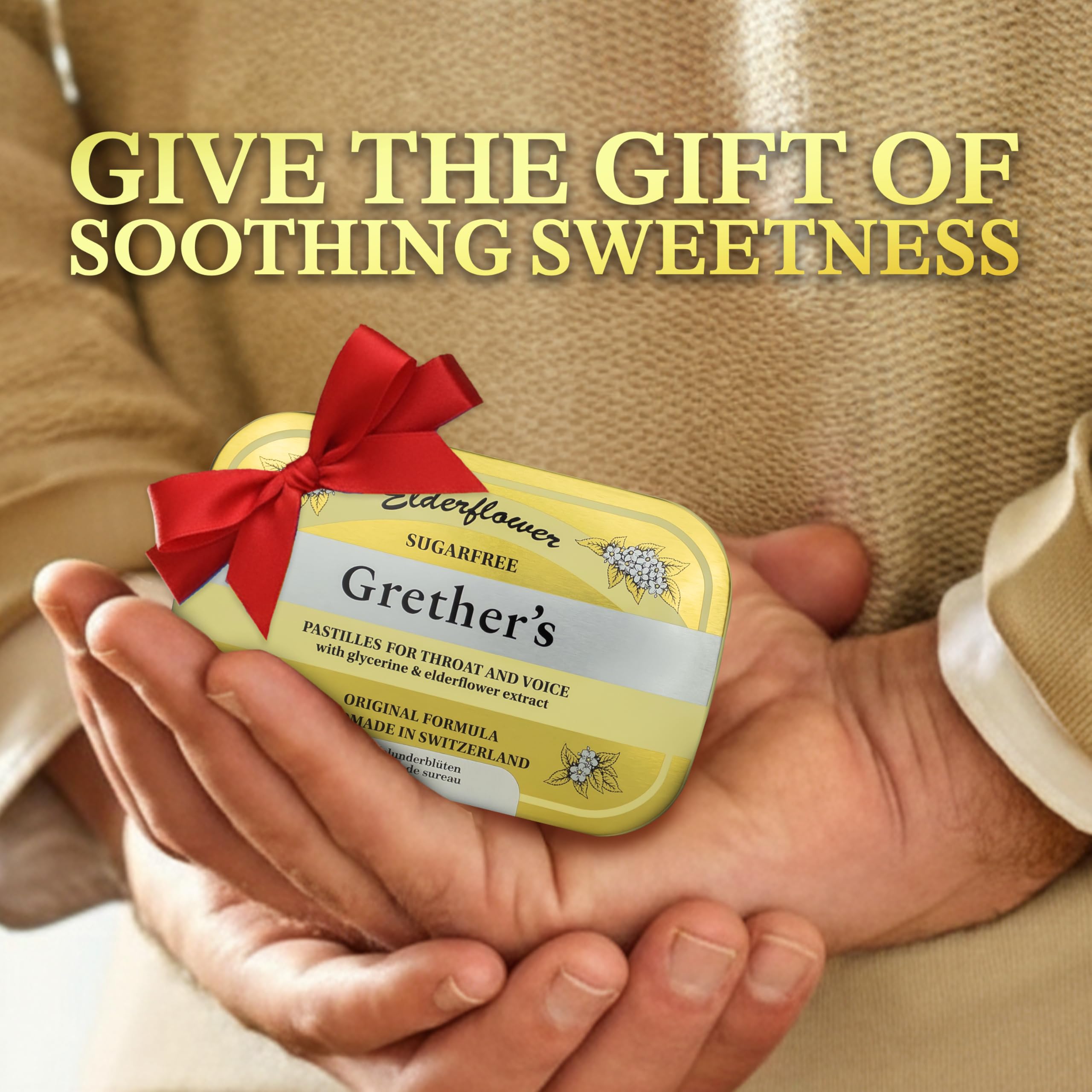 Pastilles Grether's fleur de sureau dans la main, texture moelleuse et agréable