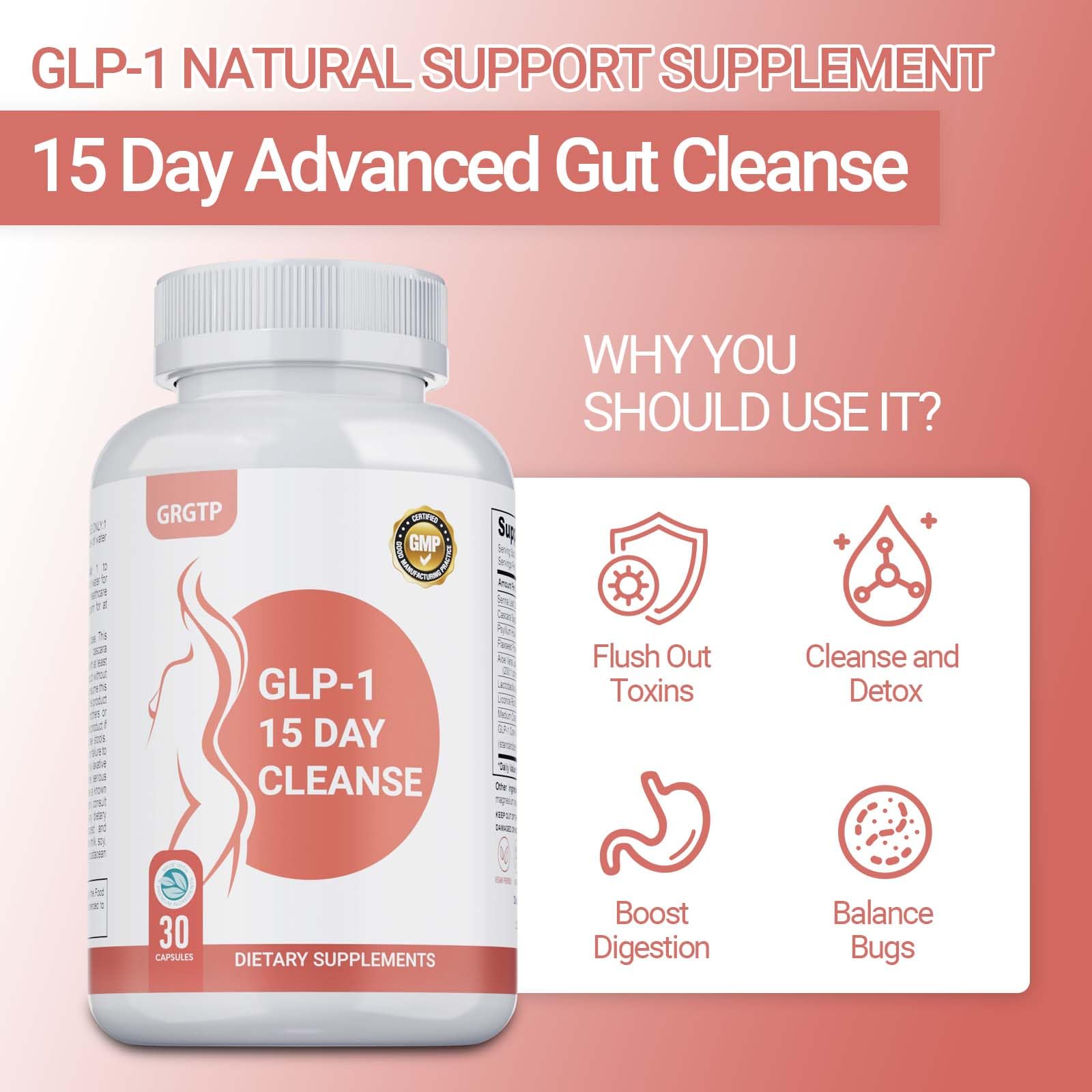 GRGTP GLP-1 fibres de psyllium pour régularité et douceur digestive.