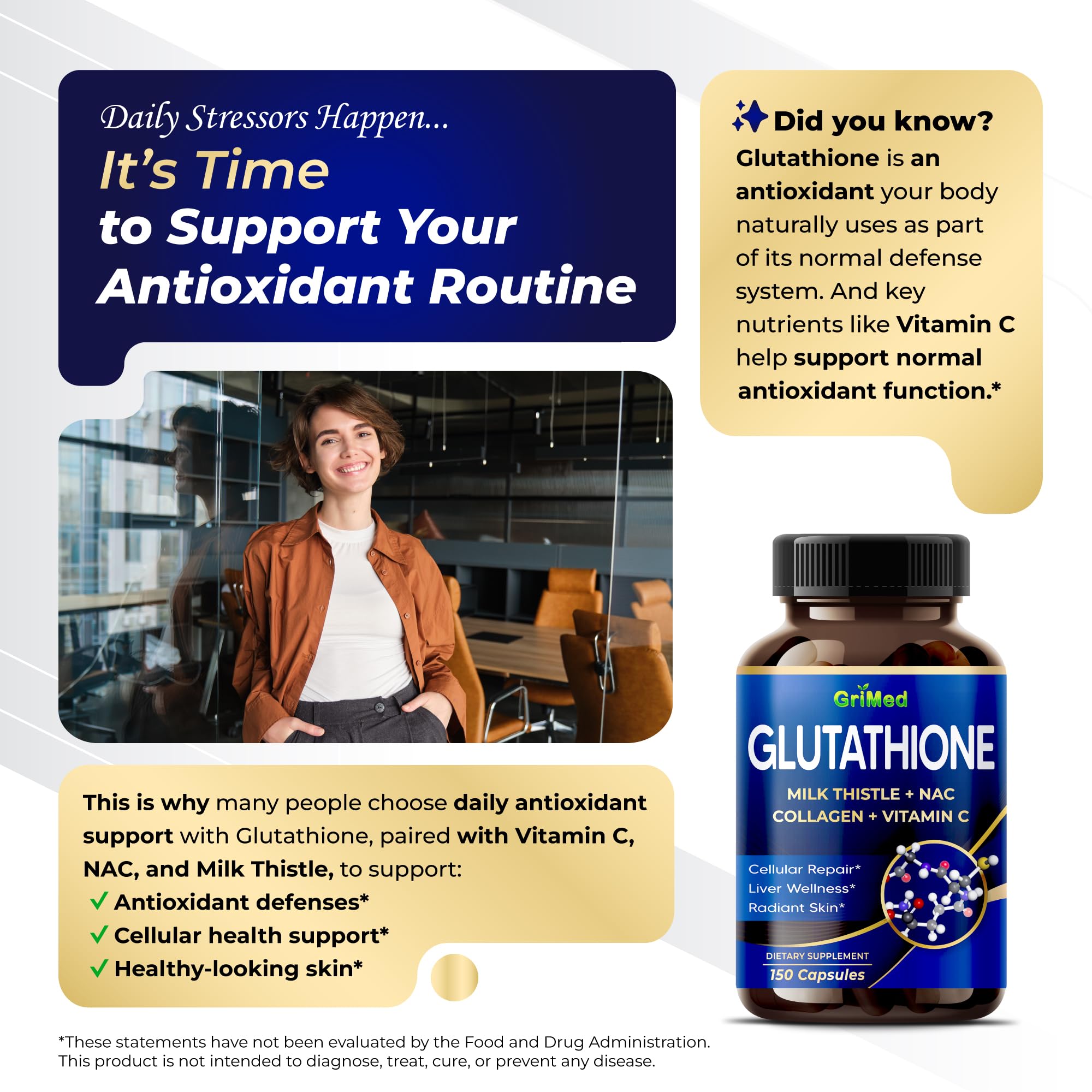 GriMed Glutathione 11200mg chardon-Marie, association nutritionnelle bénéfique.