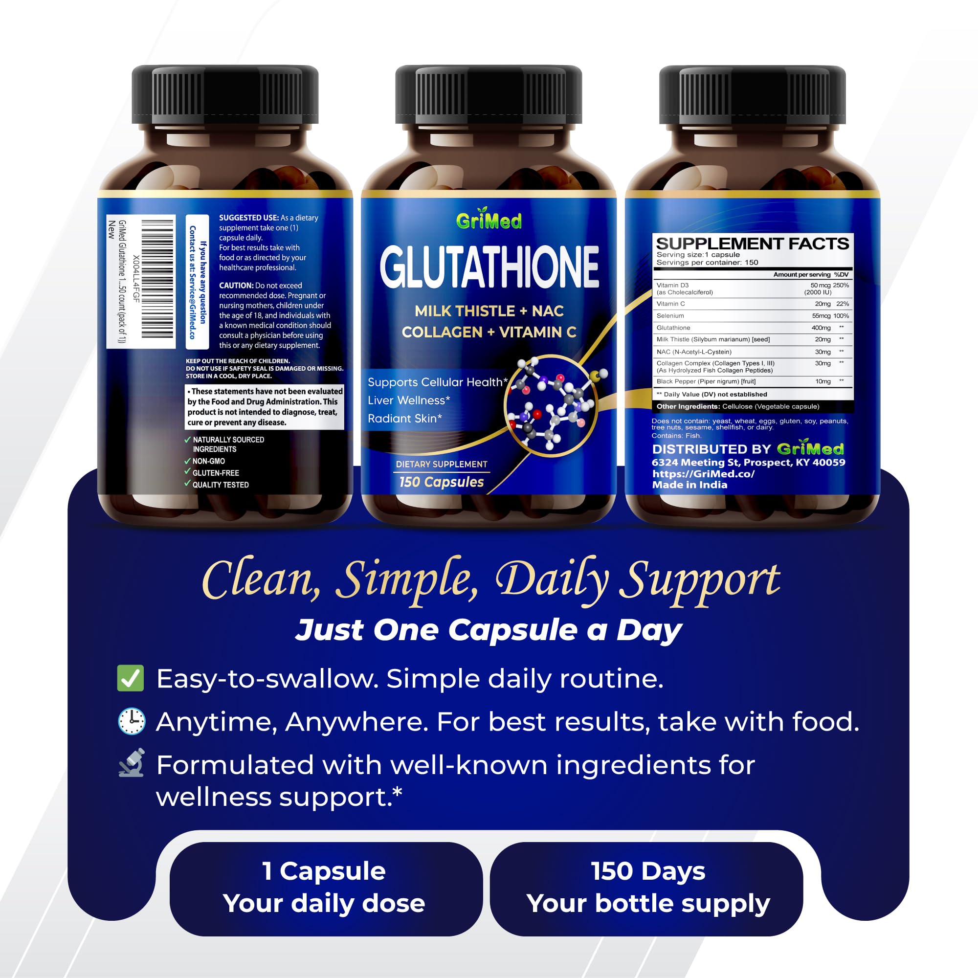 GriMed Glutathione 11200mg test labo, contrôle qualité et transparence.