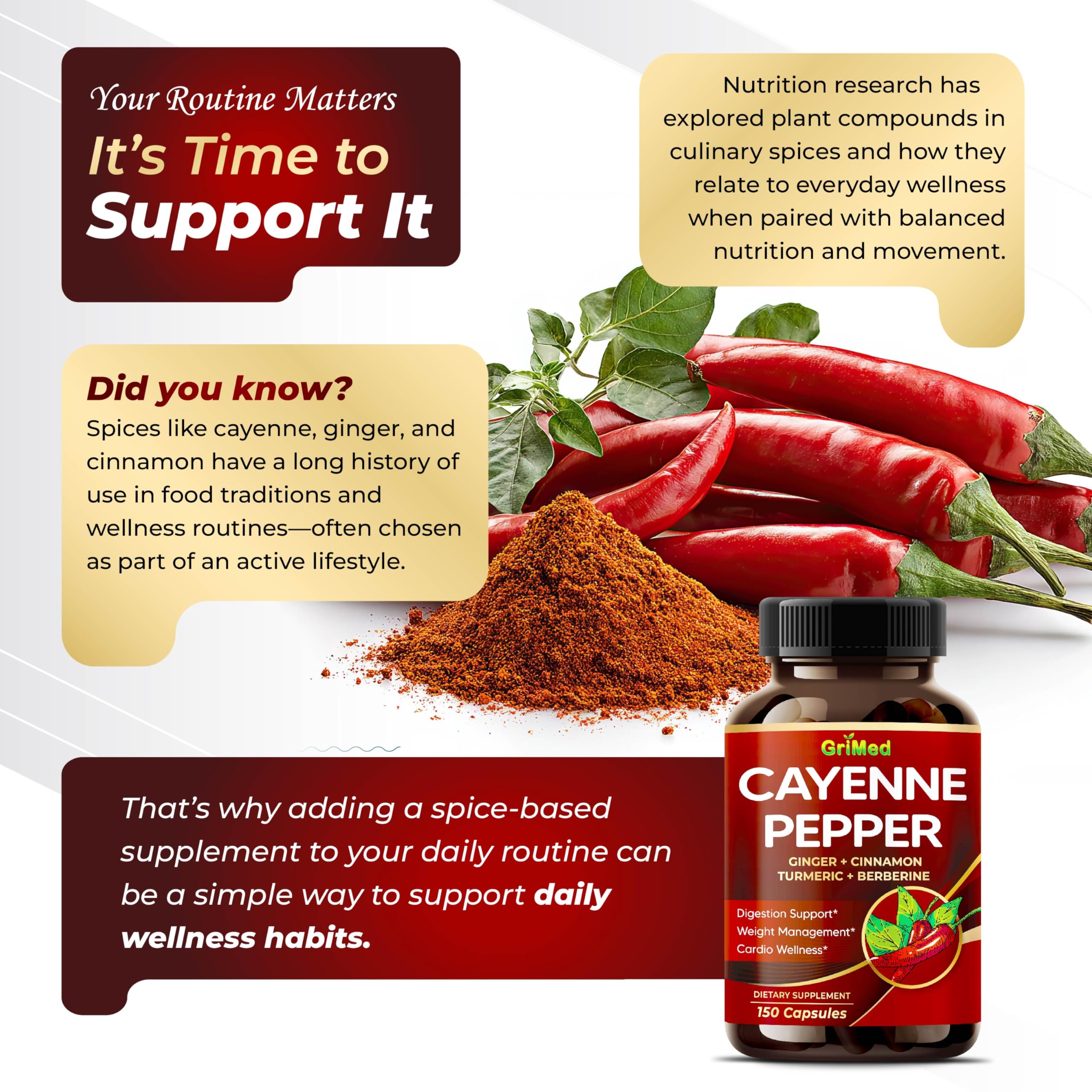 GriMed Ultra Cayenne Pepper bergamote, capsules pratiques pour un rituel quotidien.