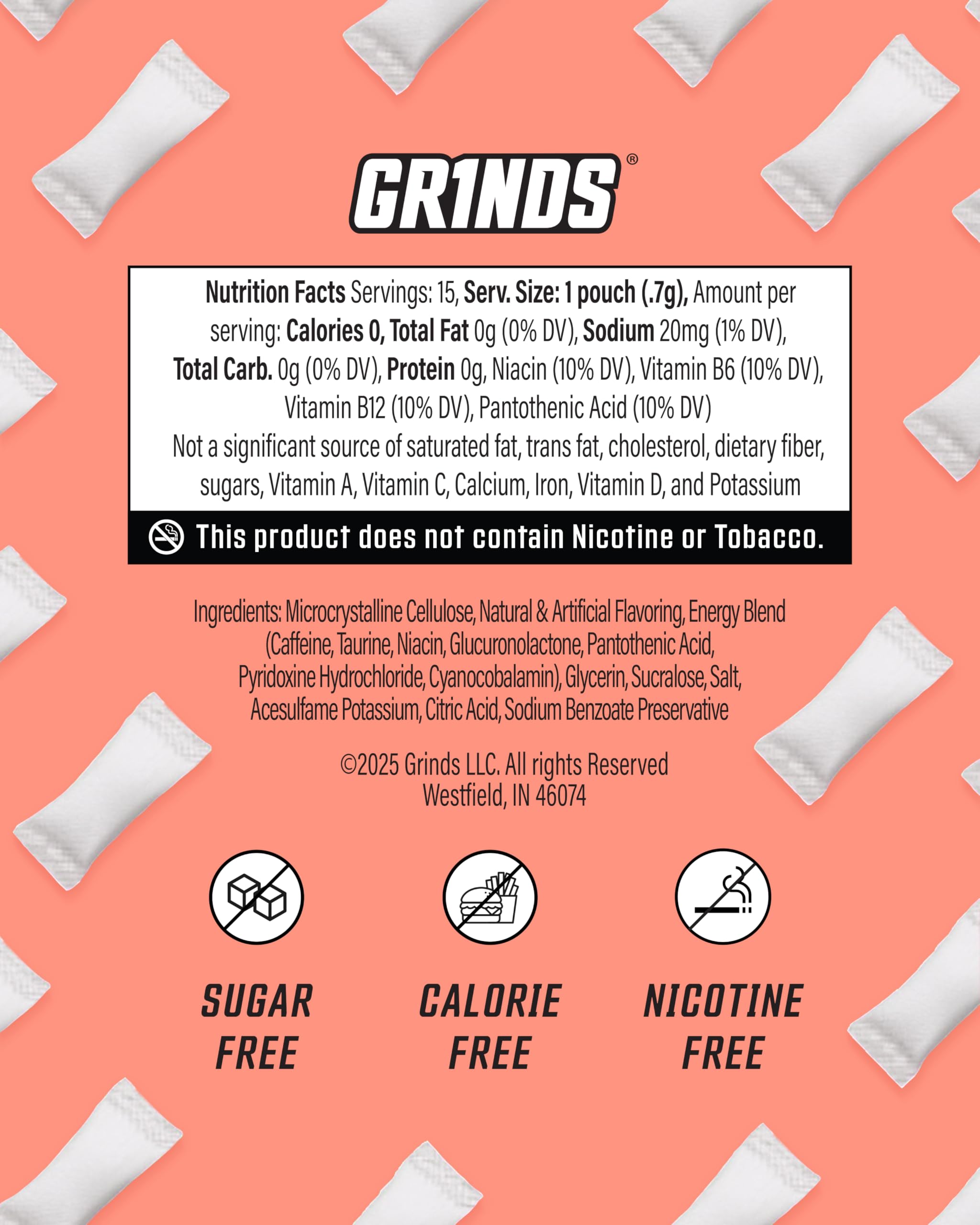 GRINDS Energy Pouches – recharge rapide au travail, zéro calorie et saveurs rafraîchissantes