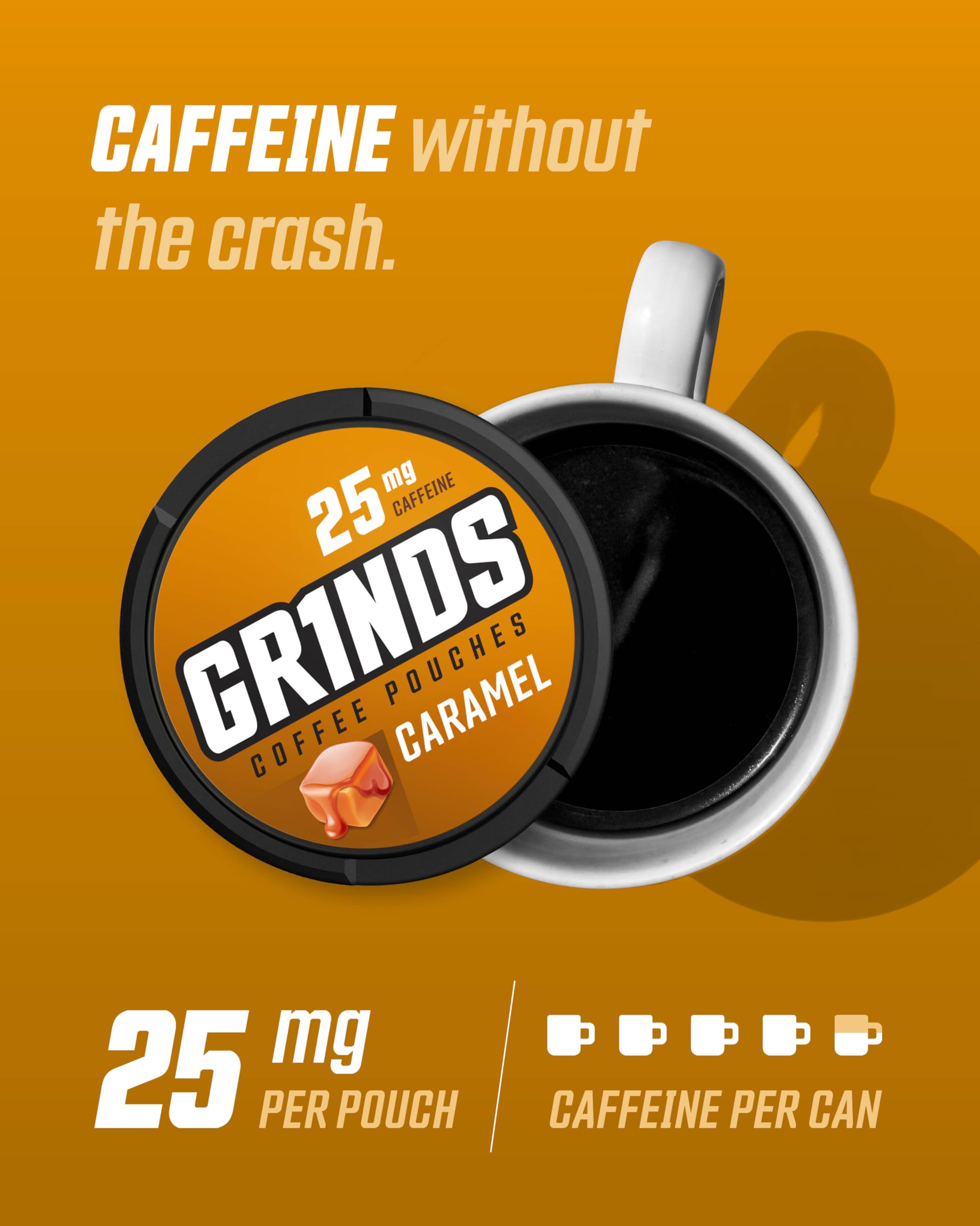 GRINDS Poche Café Caramel – portion individuelle pour usage rapide.