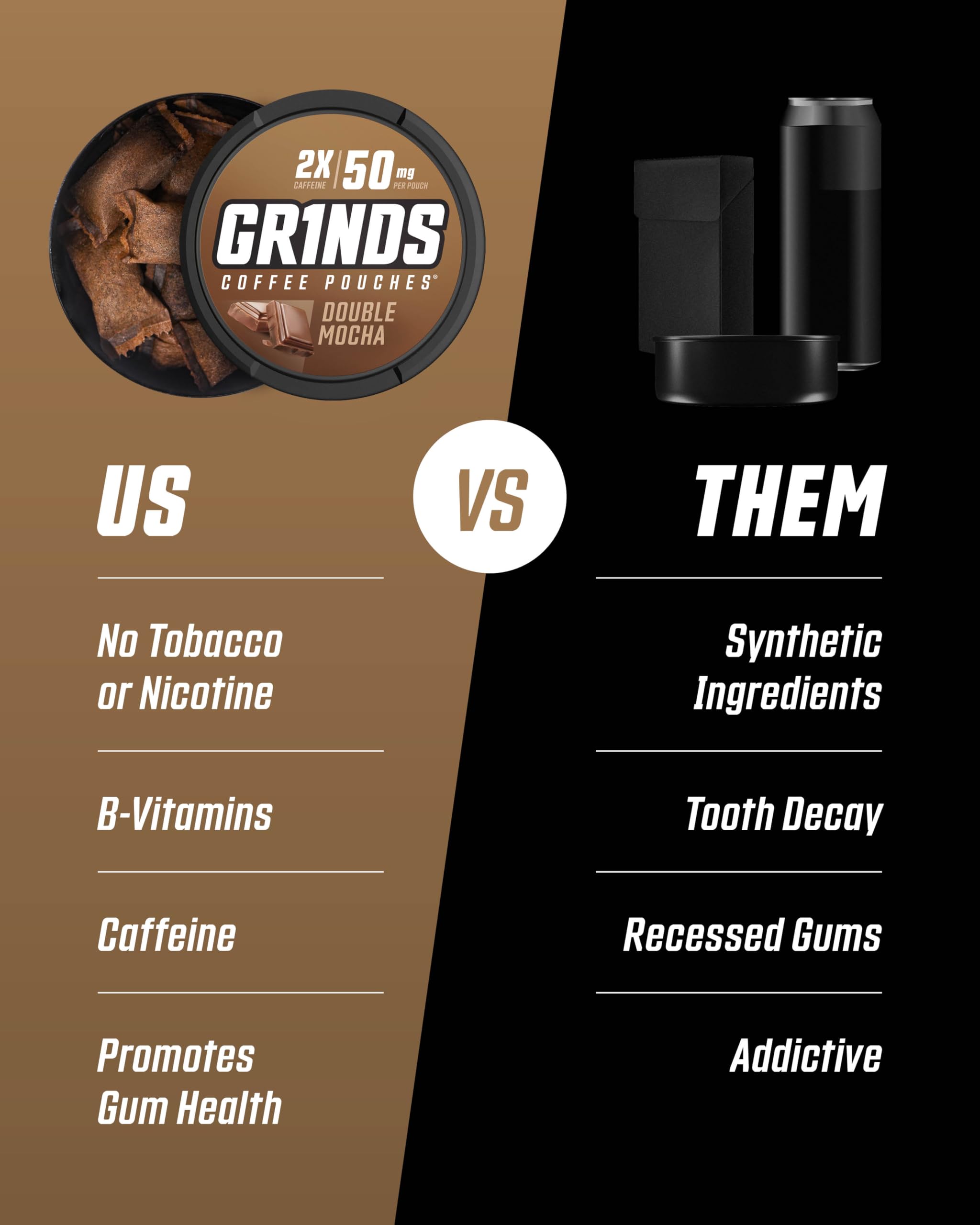 GRINDS dose prête à l'emploi, caféine discrète et pratique.