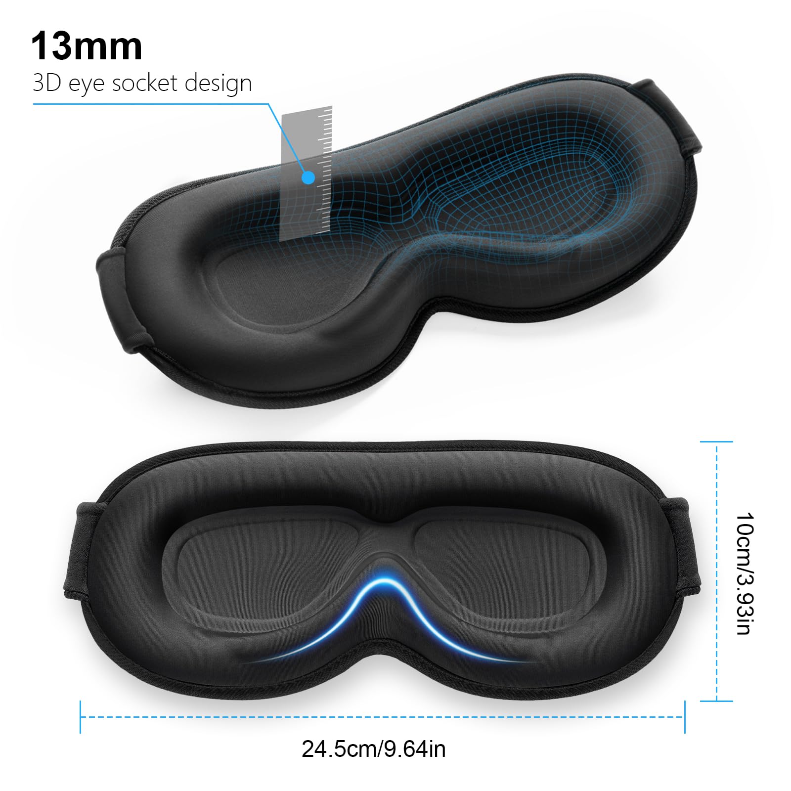 Gritin masque sommeil, étui compact pour rangement quotidien.