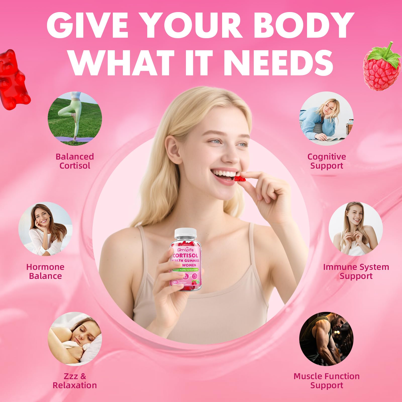 GrnLife texture douce cortisol-framboise prête à consommer rapidement.